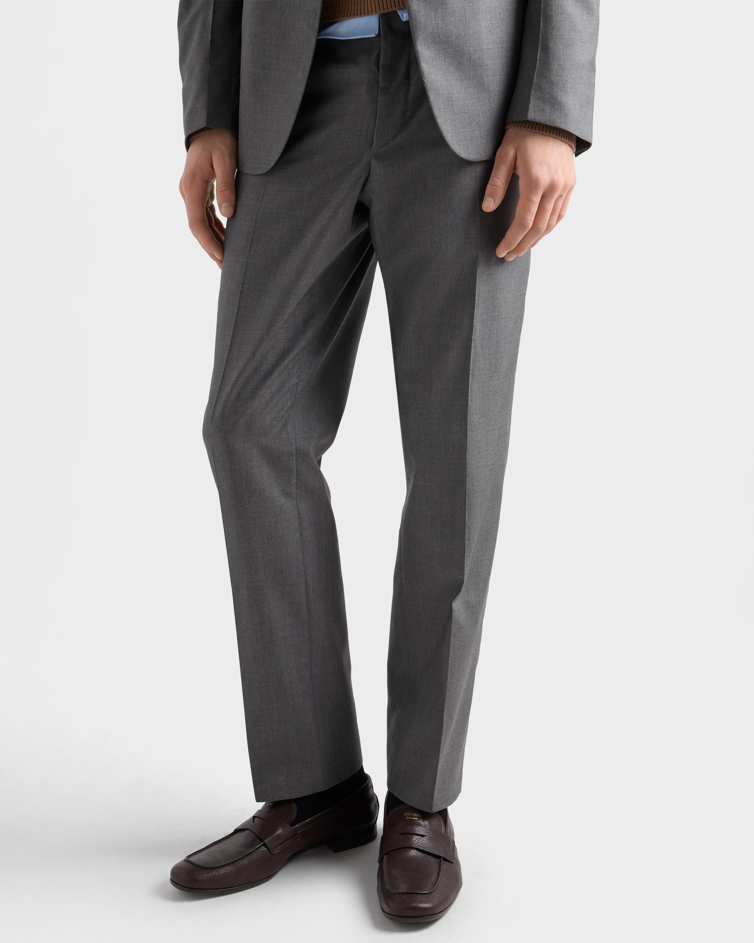 Slate Gray Single-breasted silk suit | PRADA - United States