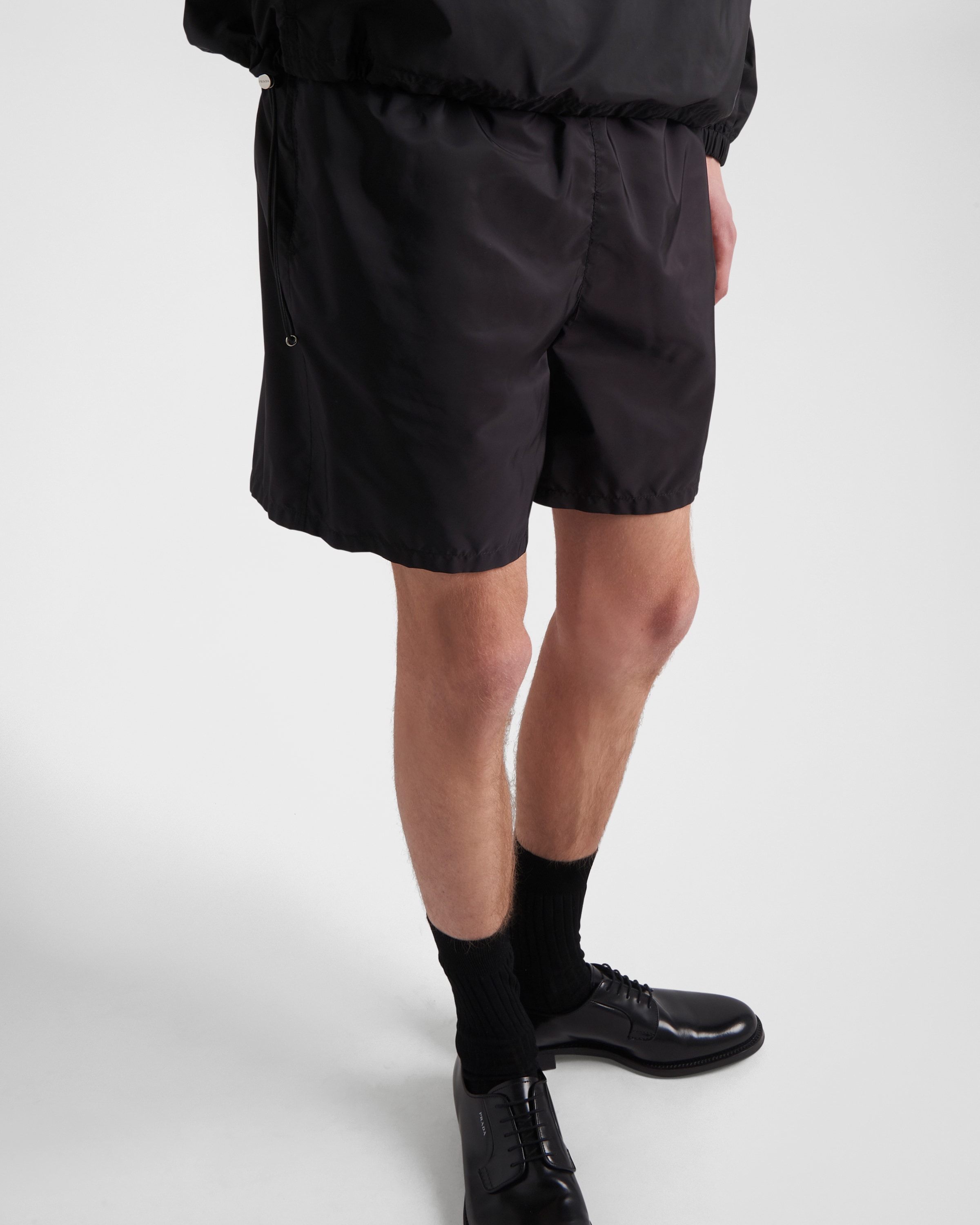 Shop Prada Re-nylon Swim Trunks In Black