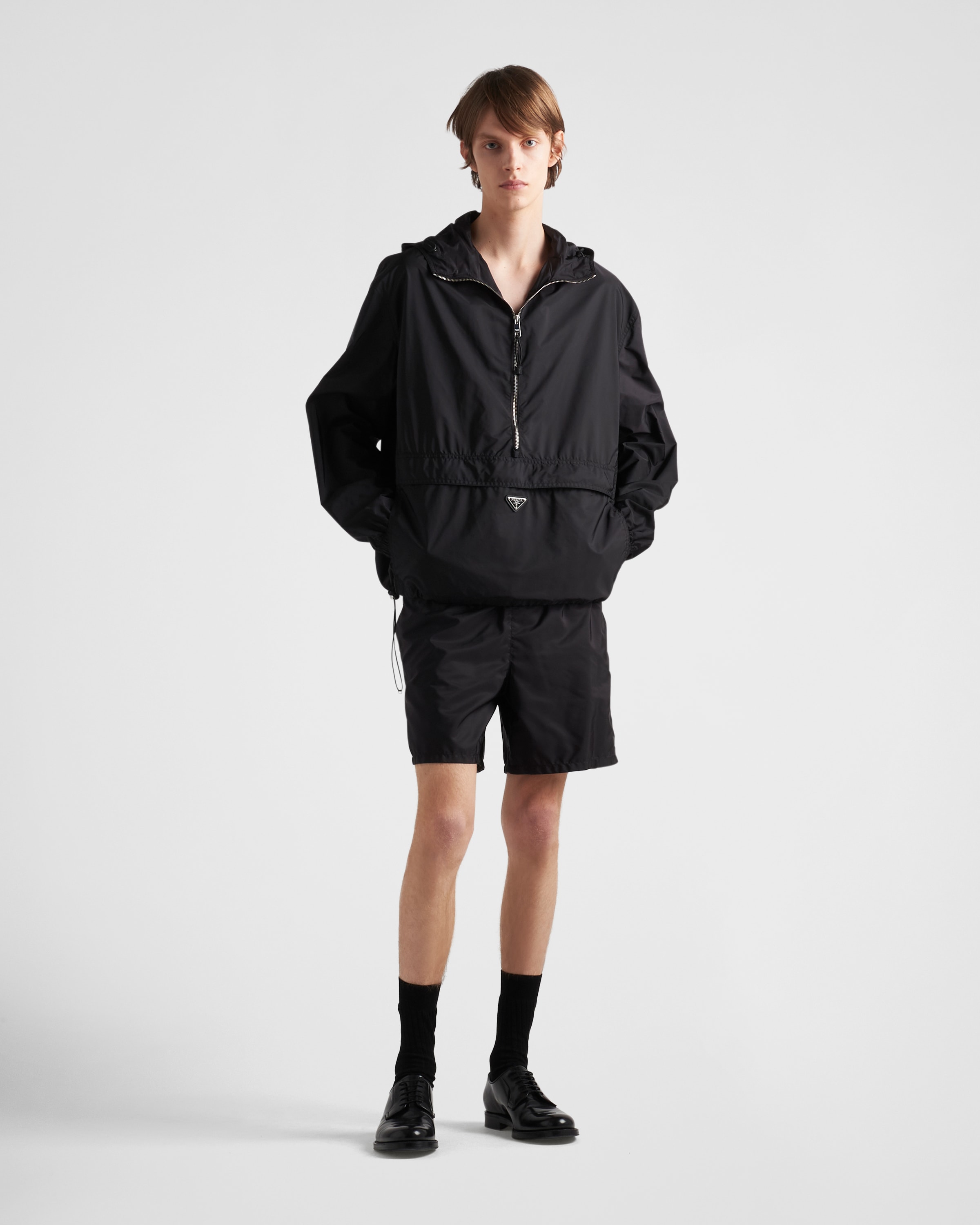 Shop Prada Re-nylon Swim Trunks In Black