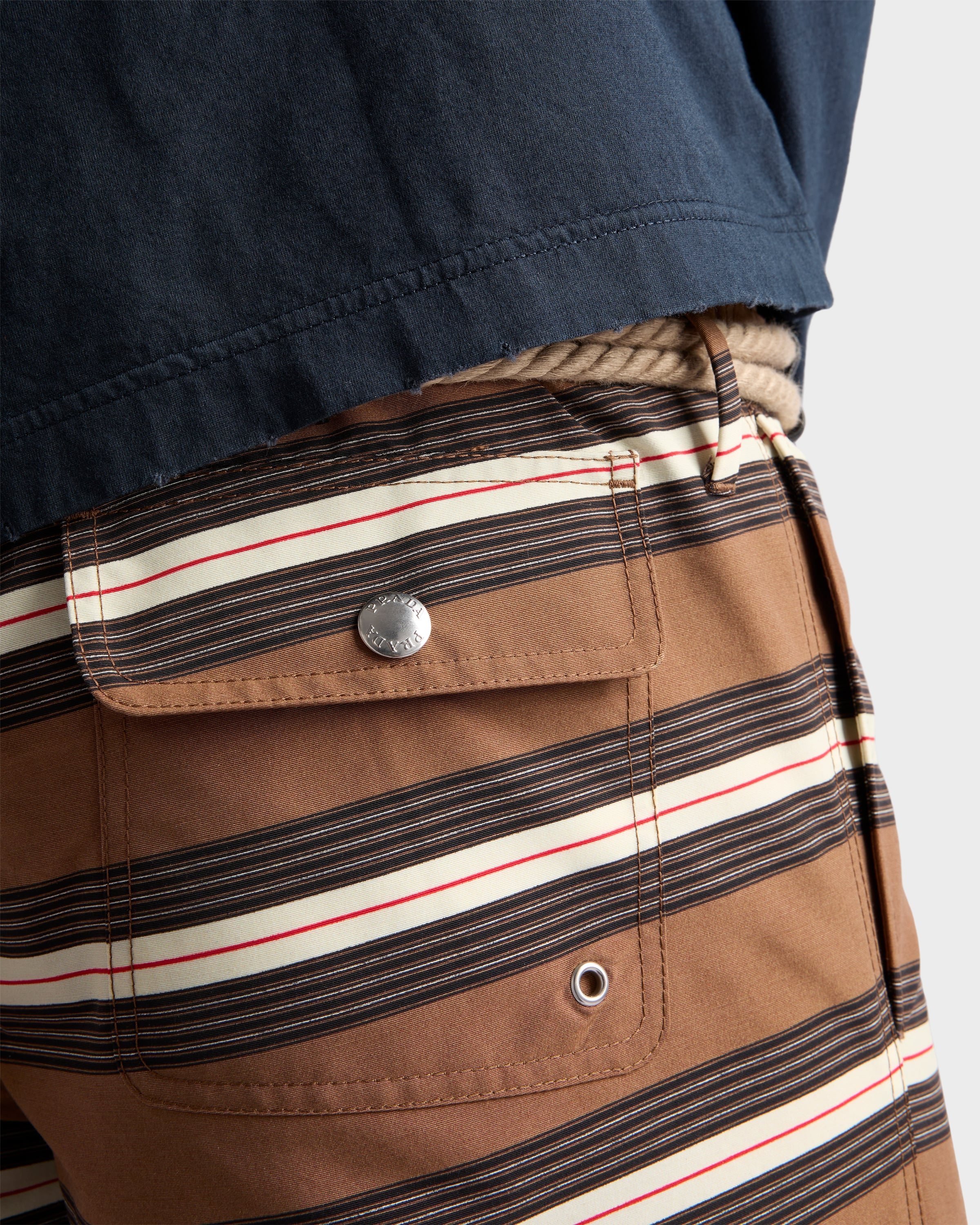 Prada Men's Nylon Stripe Swim Trunks