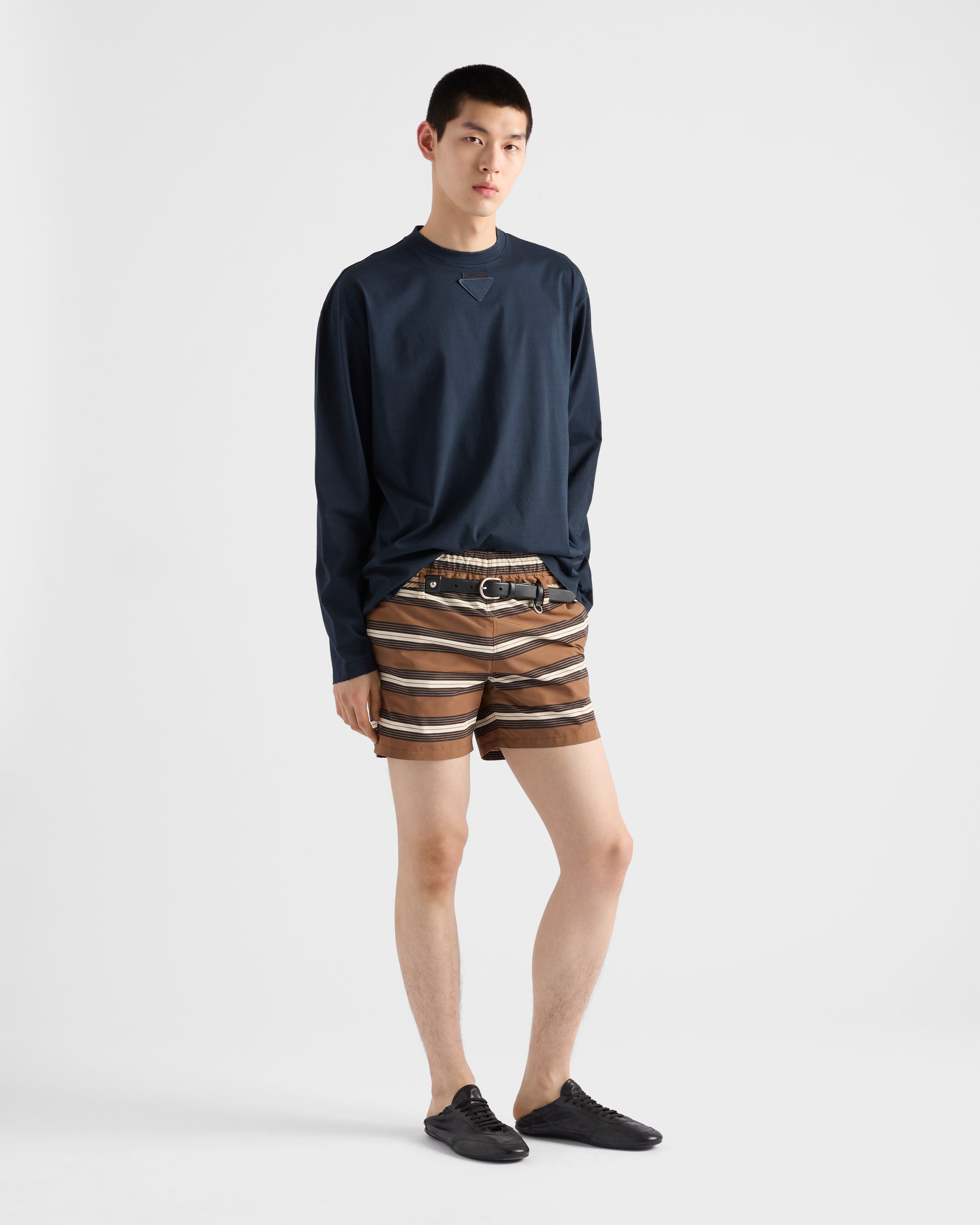 Prada Men's Nylon Stripe Swim Trunks