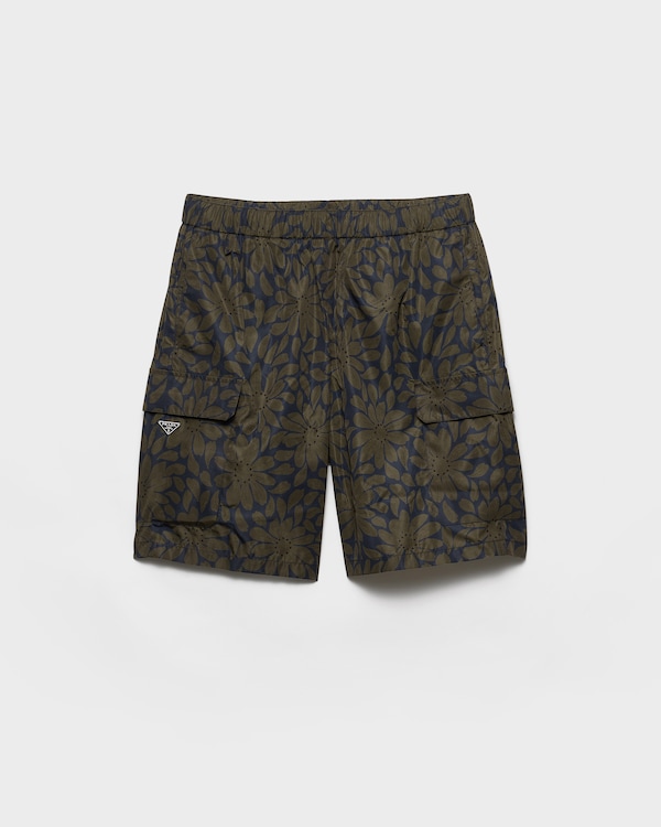 Printed Re-Nylon swim trunks - Blue/Military Printed Re-Nylon swim trunks - Blue/Military