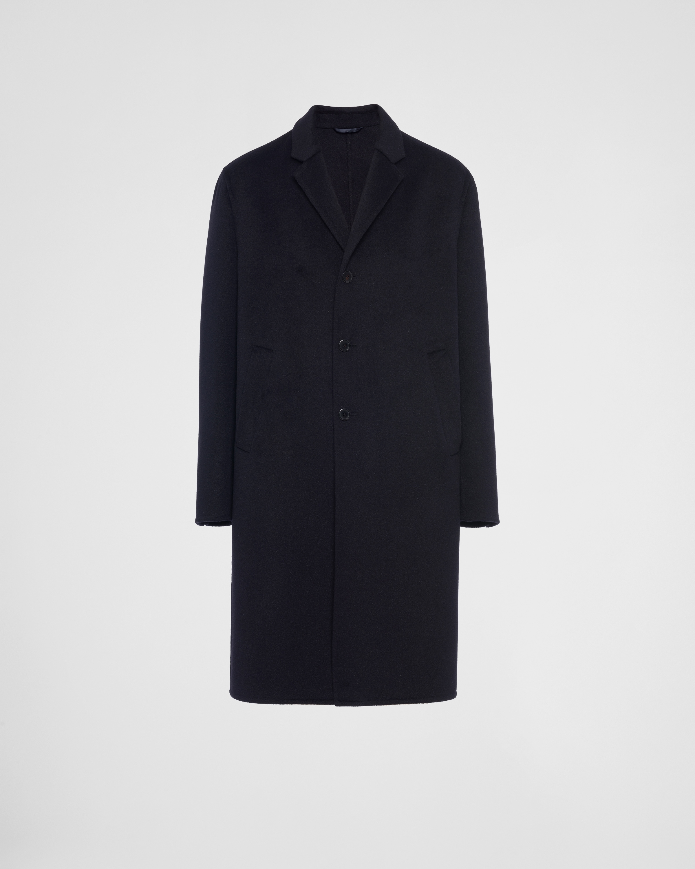 Blue Single-breasted Wool Blend Coat | PRADA