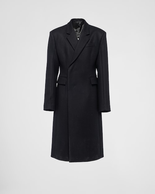 Black Doublebreasted wool coat Prada