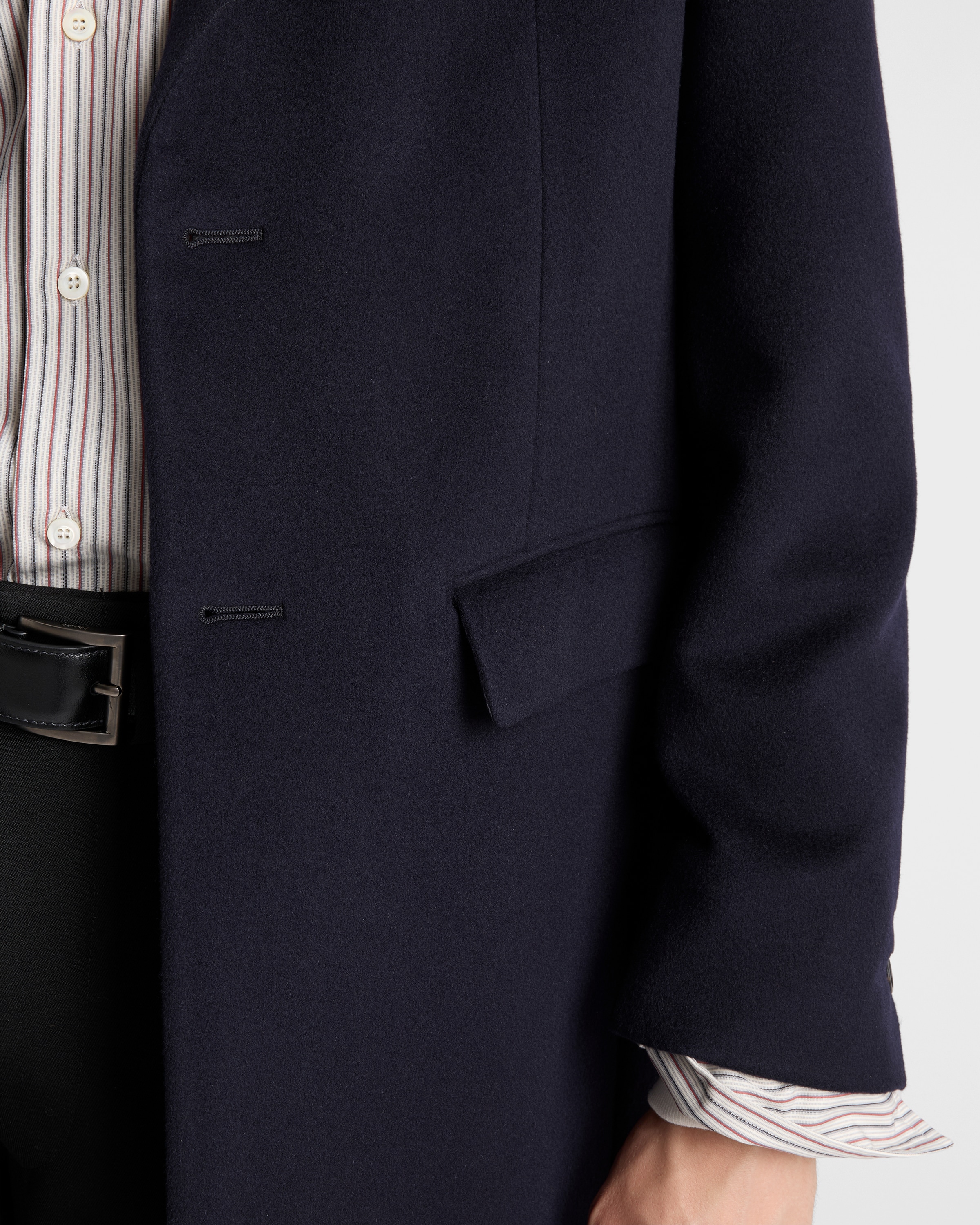 ネイビー シングルブレスト ウール カシミア コート | PRADA - 日本