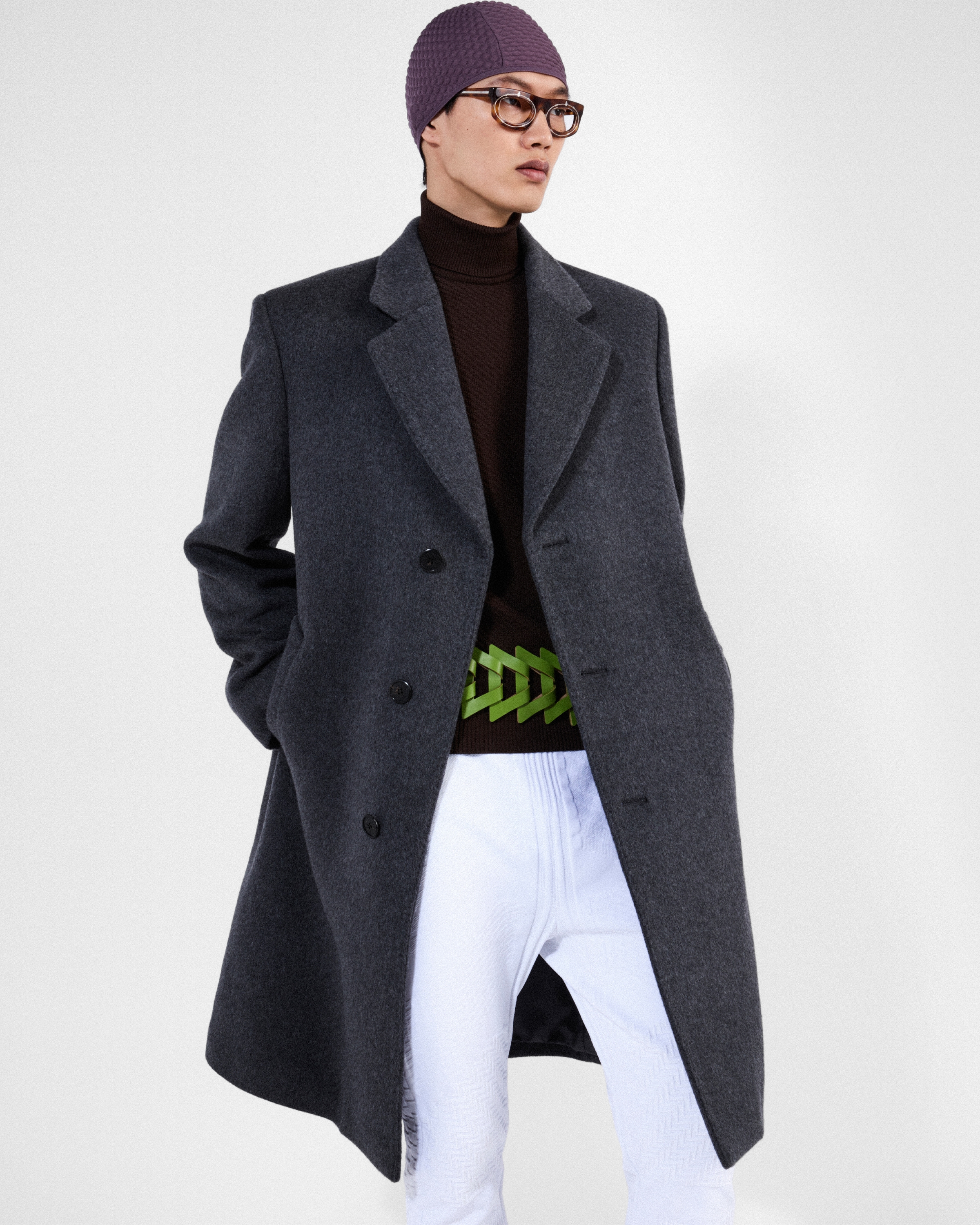 PRADA☆シングルブレストコート ブラックグレー グレー シングルブレスト ウール コート | PRADA