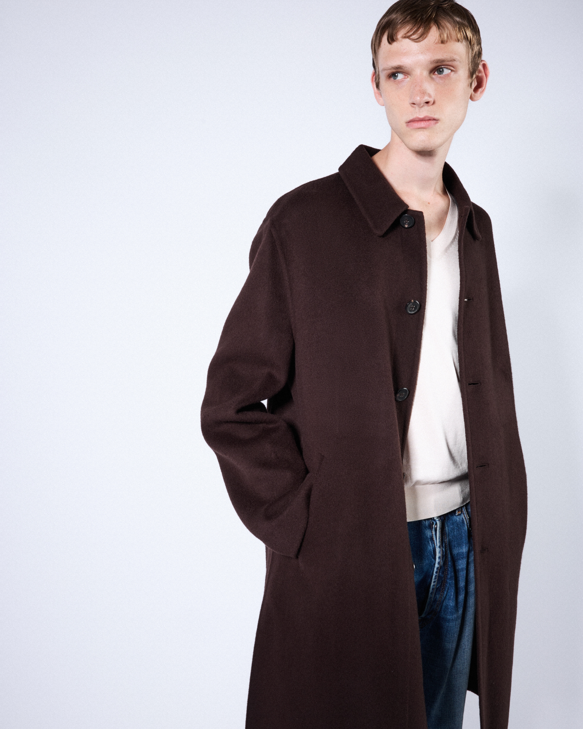 Prada Cashmere Overcoat In Ebony