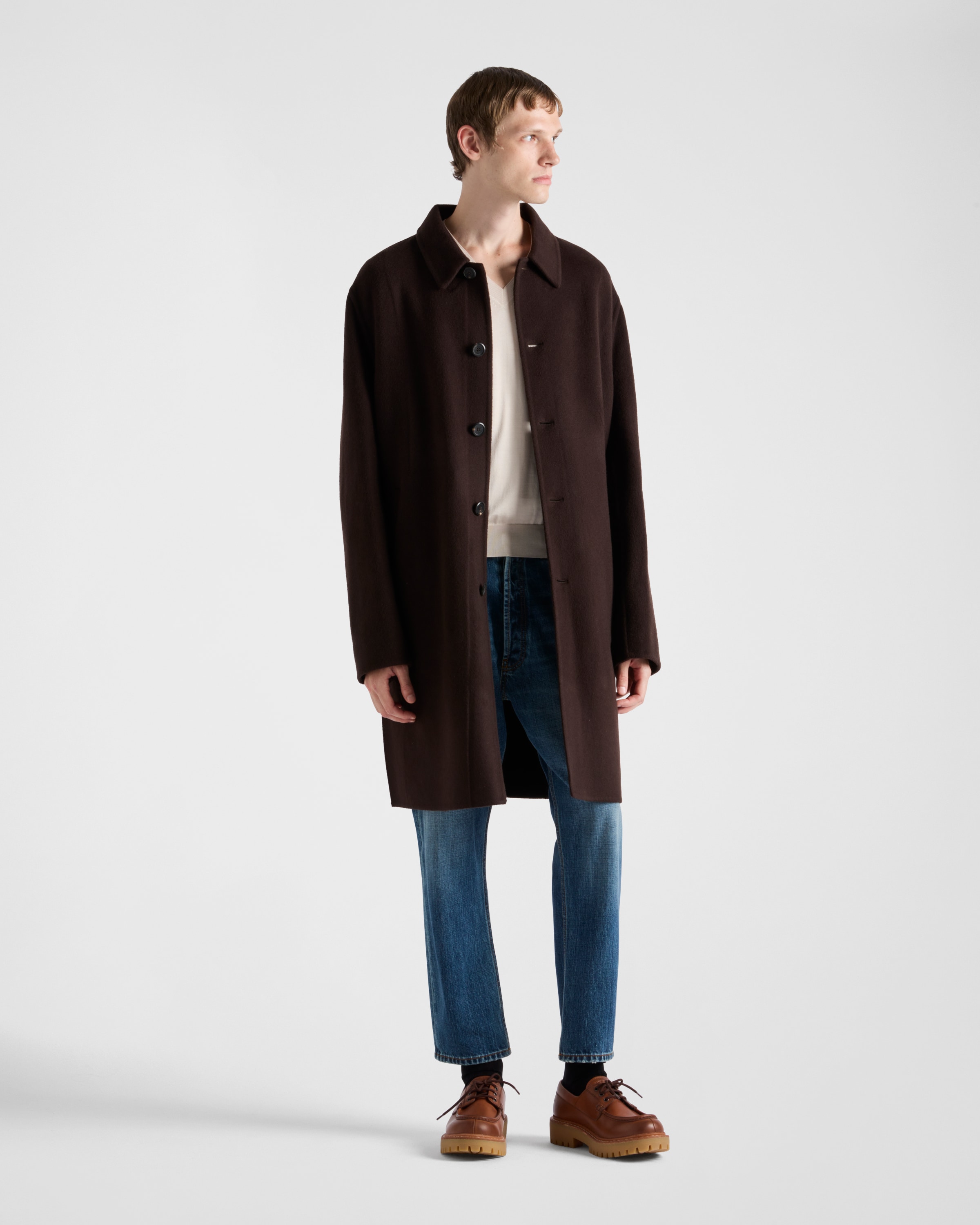 Prada Cashmere Overcoat In Ebony