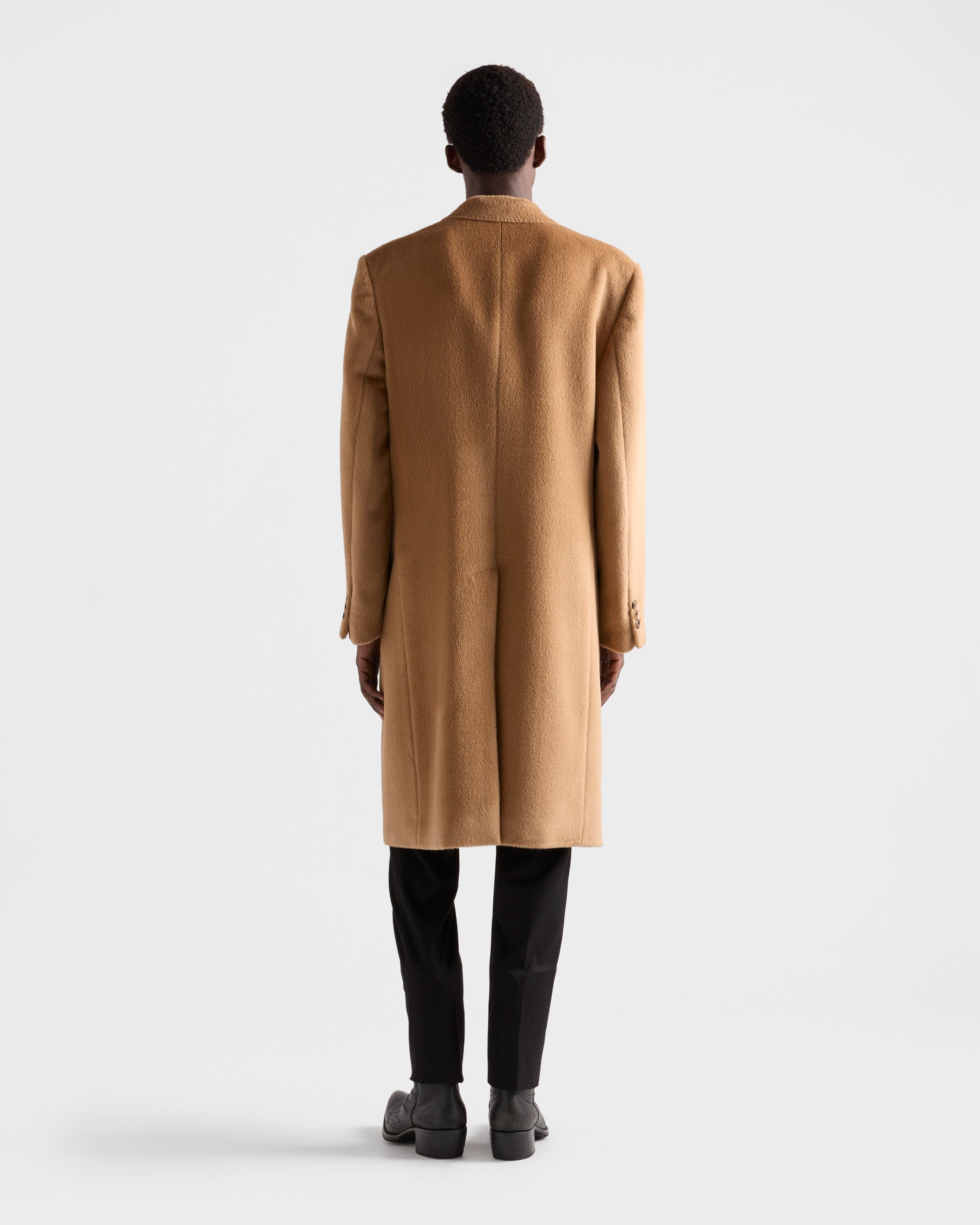 ベルトダブルブレストウールブレンドコート ベージュ ダブルブレスト ウールブレンド コート | PRADA