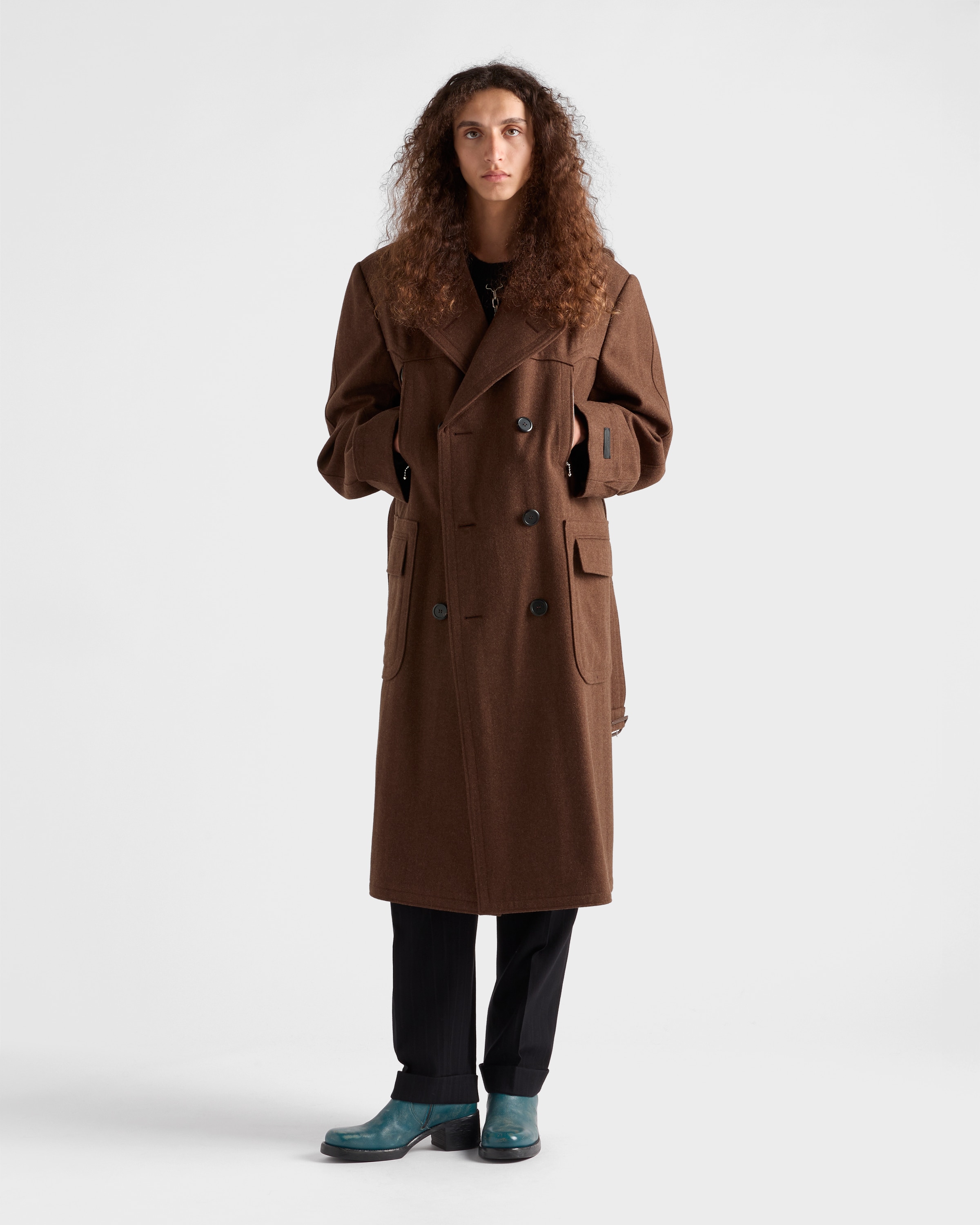 A.P.C. ダブルブレスト ウールコート ブラウン ブラウン ダブルブレスト ウール コート | PRADA