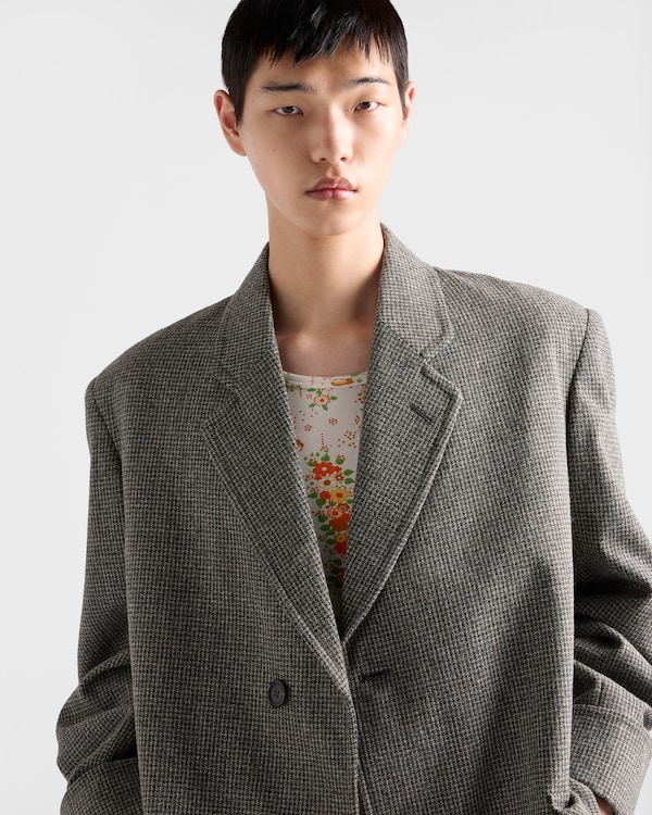 Single-breasted houndstooth check wool coat Single-breasted houndstooth check wool coat