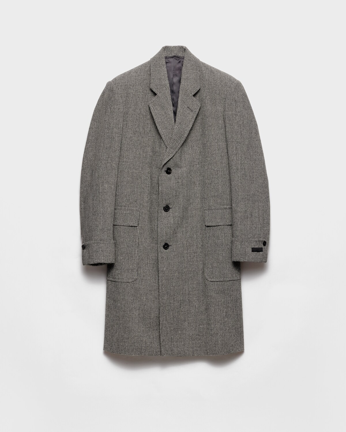 Houndstooth Check Wool Coat