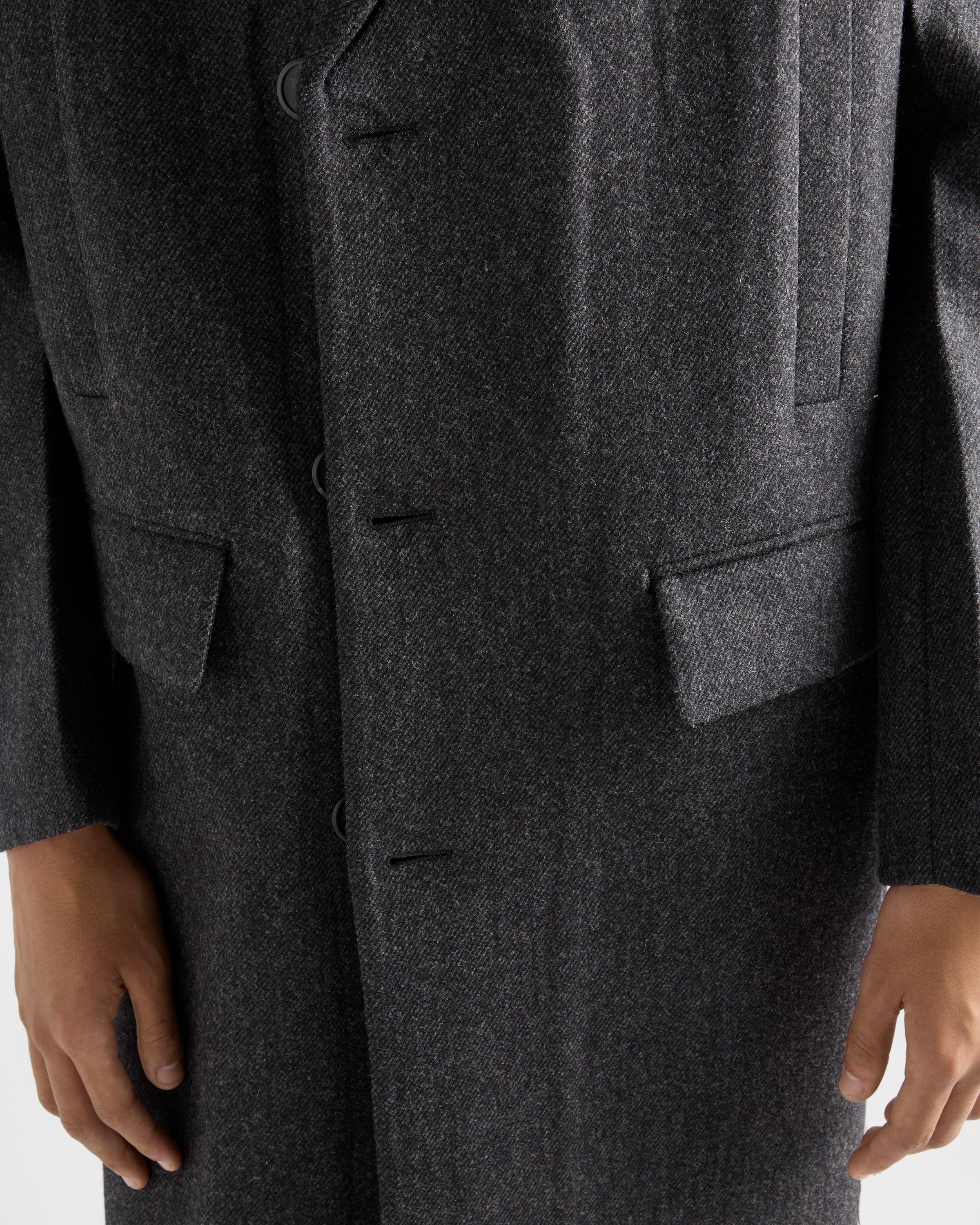 Prada Einreihiger Mantel Aus Wolle In Black