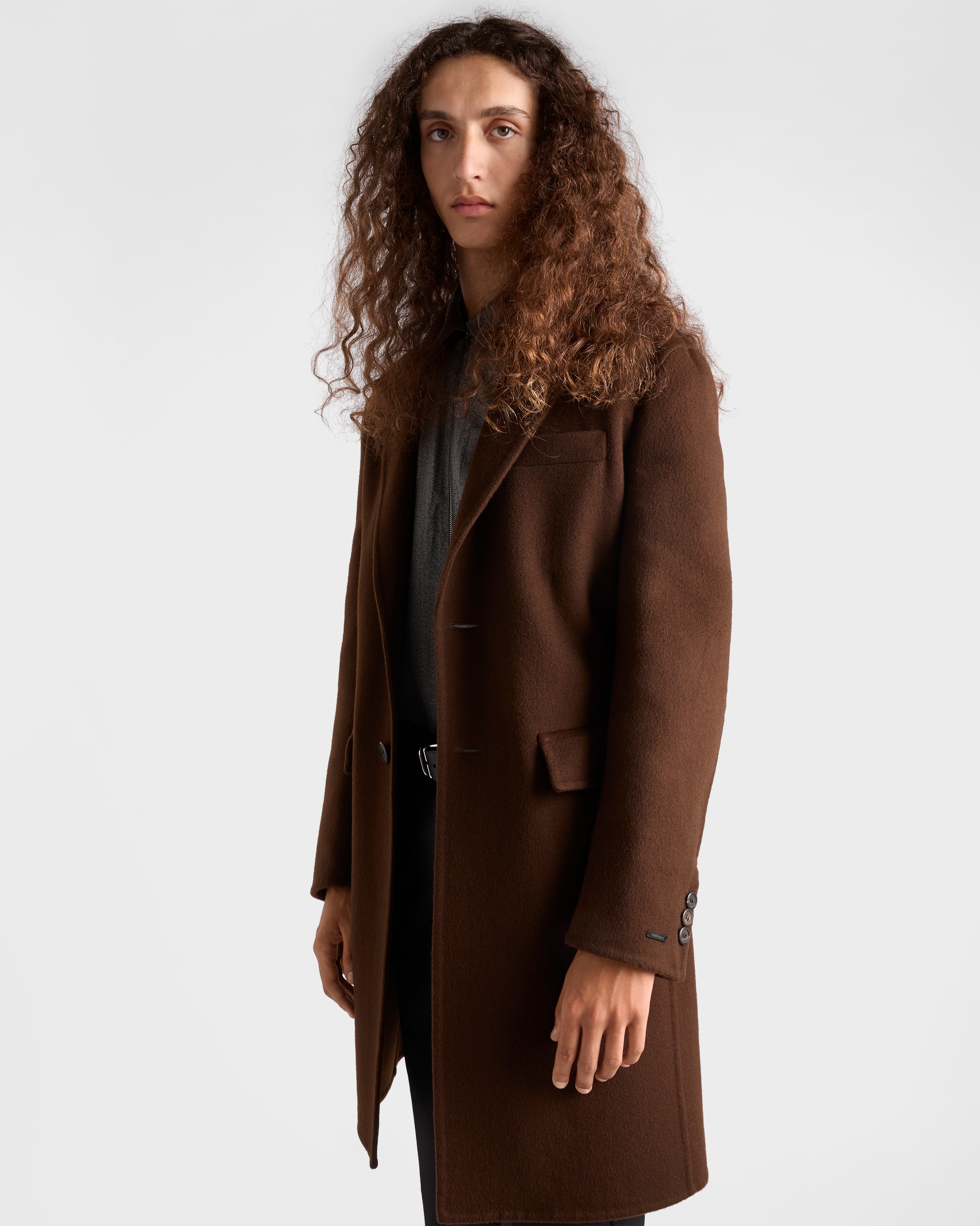 Prada Notched-lapel Single-breasted Coat In Brown