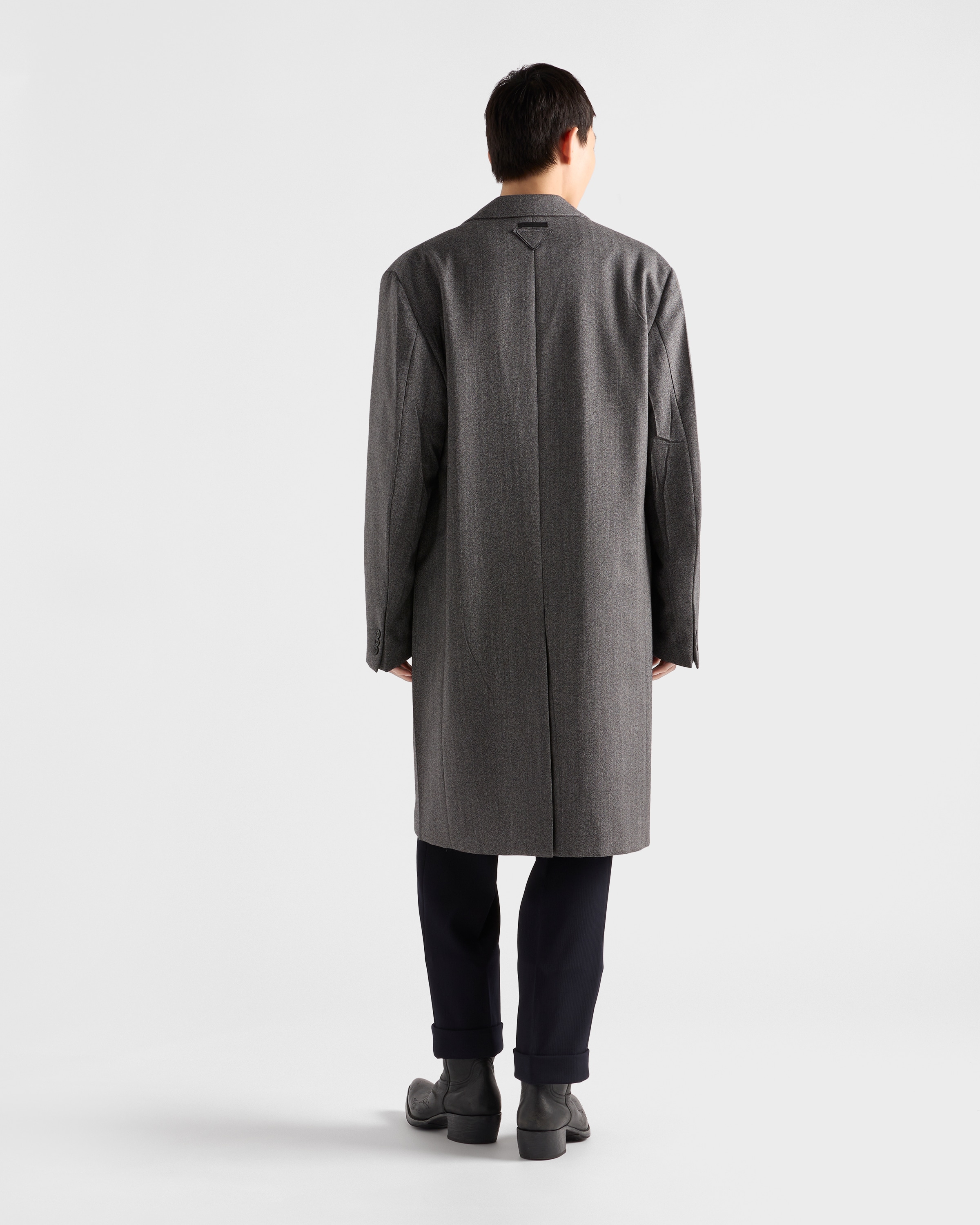 関税送料込 PRADA シングル ブレスト ウール コート SS25 Grey Single-breasted wool coat | PRADA