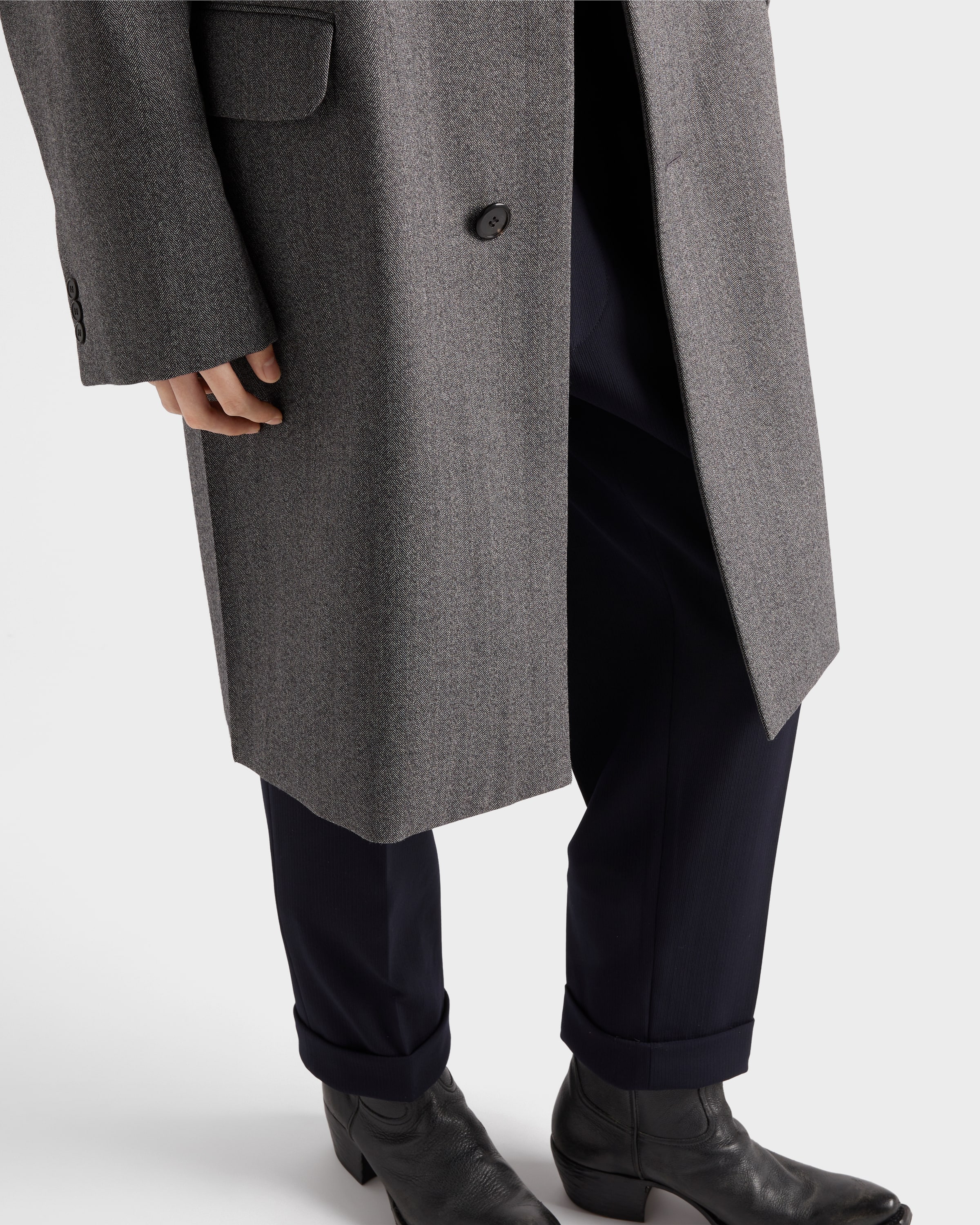 【22AW】新作 ウールカシミヤシングルブレストコート ◆プラダ◆ グレー シングルブレスト ウール コート | PRADA