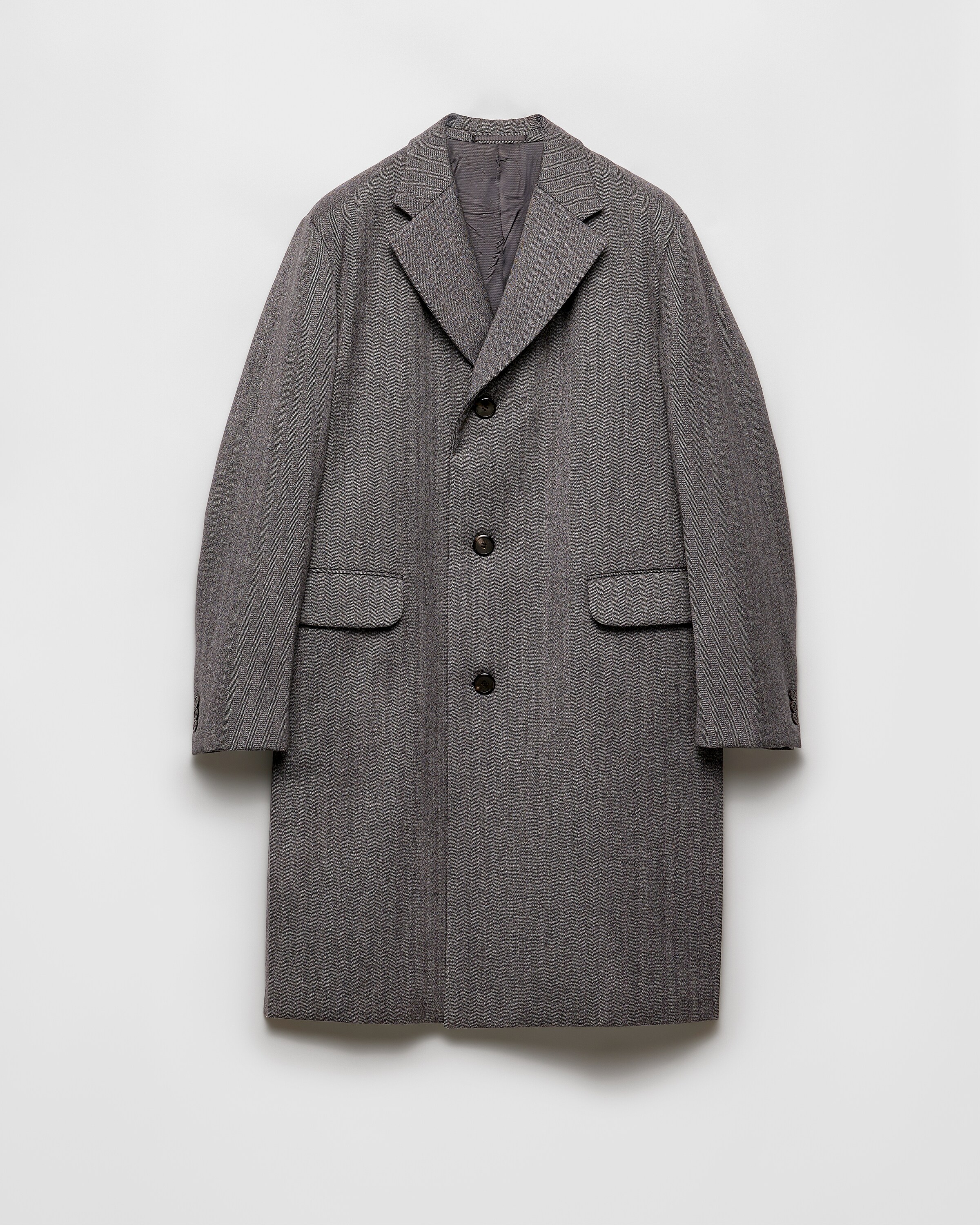 Prada Single-breasted Wool Coat, Man, Grey, Size 48R
