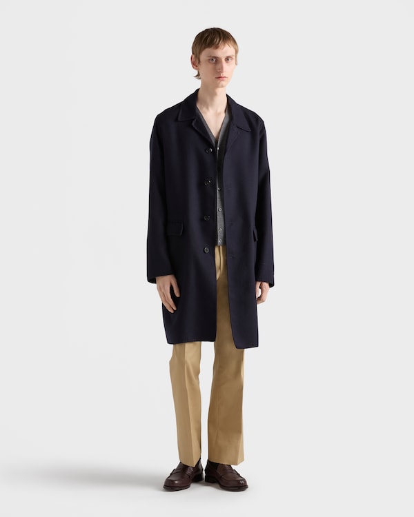 Single-breasted wool and silk coat - Navy Single-breasted wool and silk coat - Navy