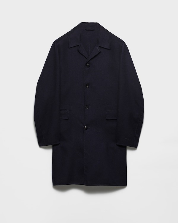 Single-breasted wool and silk coat - Navy Single-breasted wool and silk coat - Navy