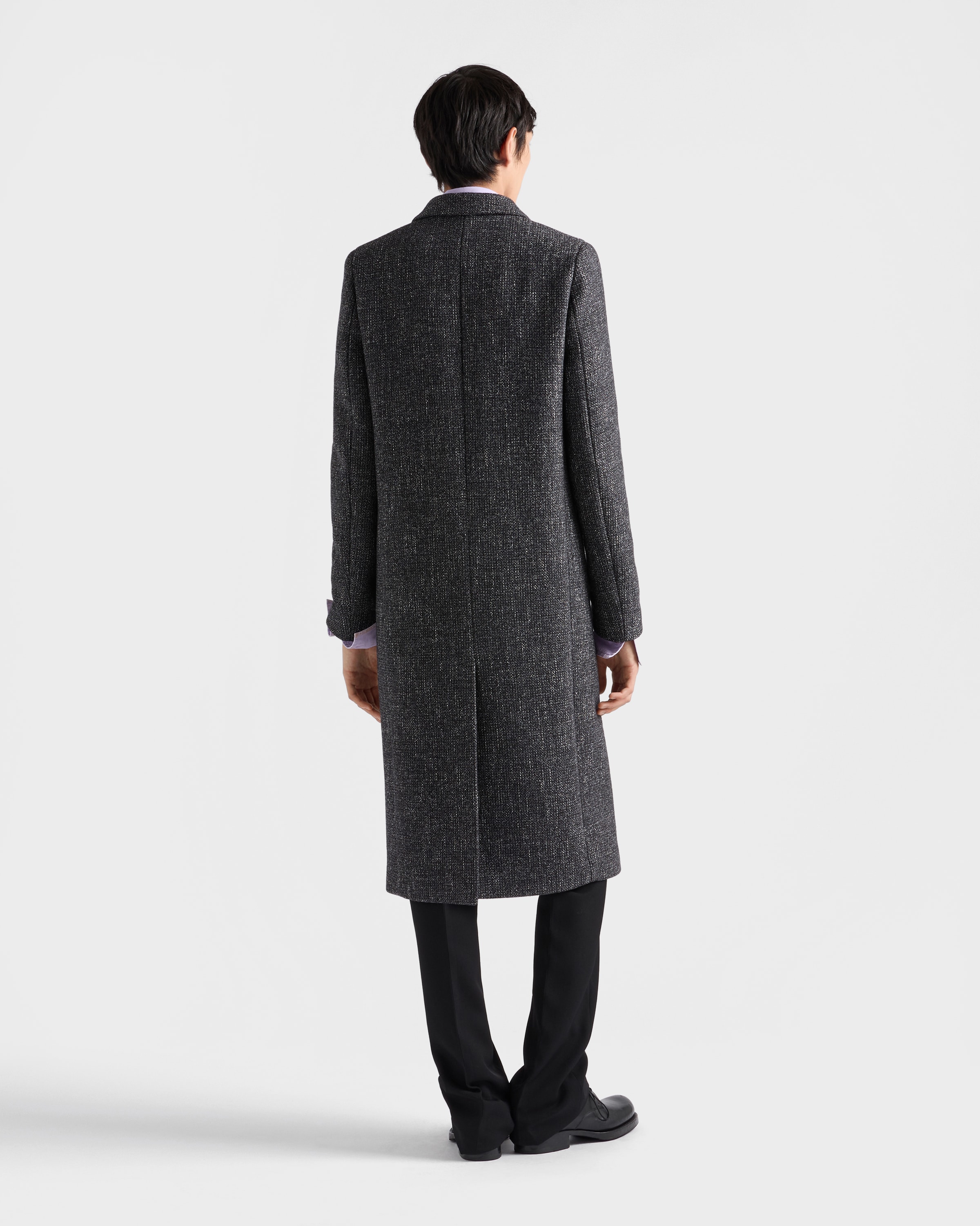 Anthracite Gray Single-breasted Wool Blend Coat | PRADA - United
