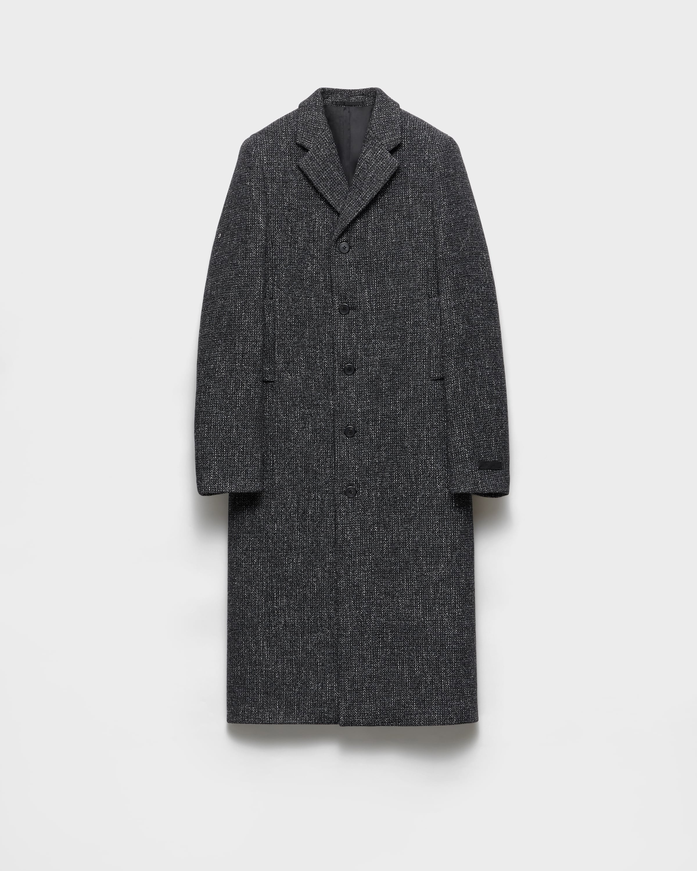 Anthracite Gray Single-breasted Wool Blend Coat | PRADA - United