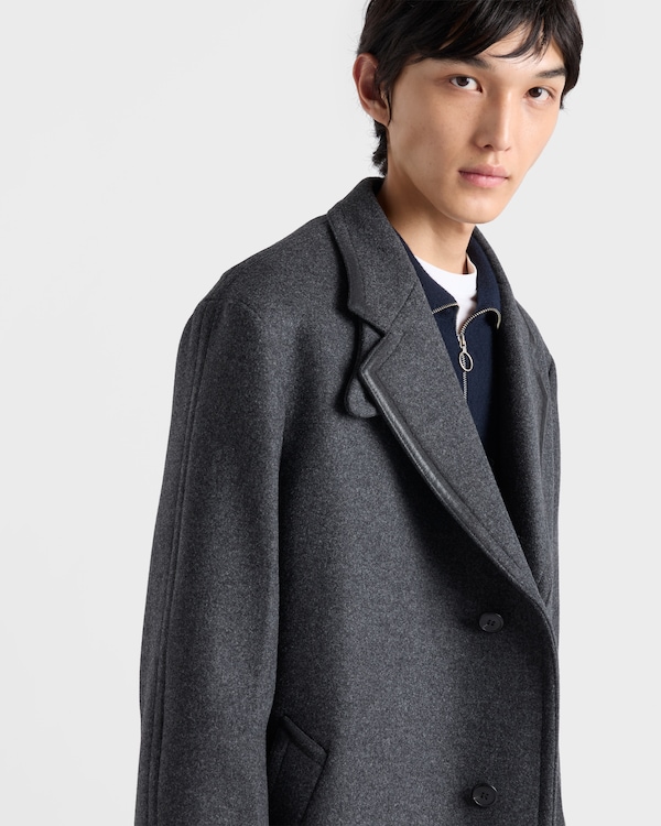 Single-breasted wool and cashmere coat - Anthracite Gray Single-breasted wool and cashmere coat - Anthracite Gray