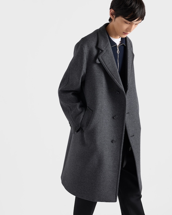 Single-breasted wool and cashmere coat - Anthracite Gray Single-breasted wool and cashmere coat - Anthracite Gray