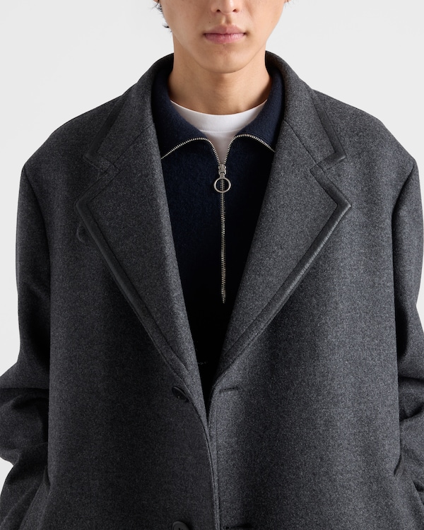 Single-breasted wool and cashmere coat - Anthracite Gray Single-breasted wool and cashmere coat - Anthracite Gray