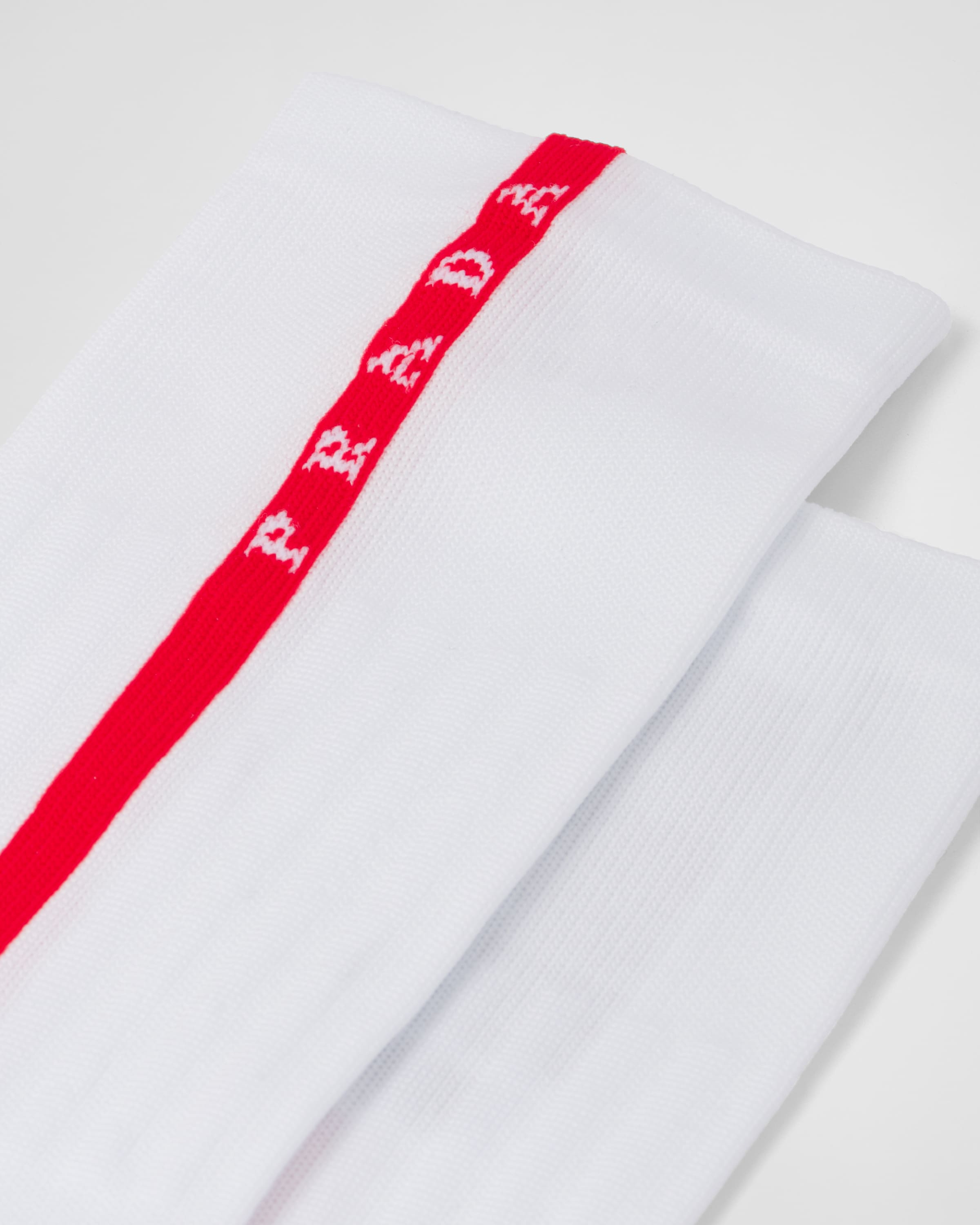 White Technical Yarn Ankle Socks | PRADA - United States
