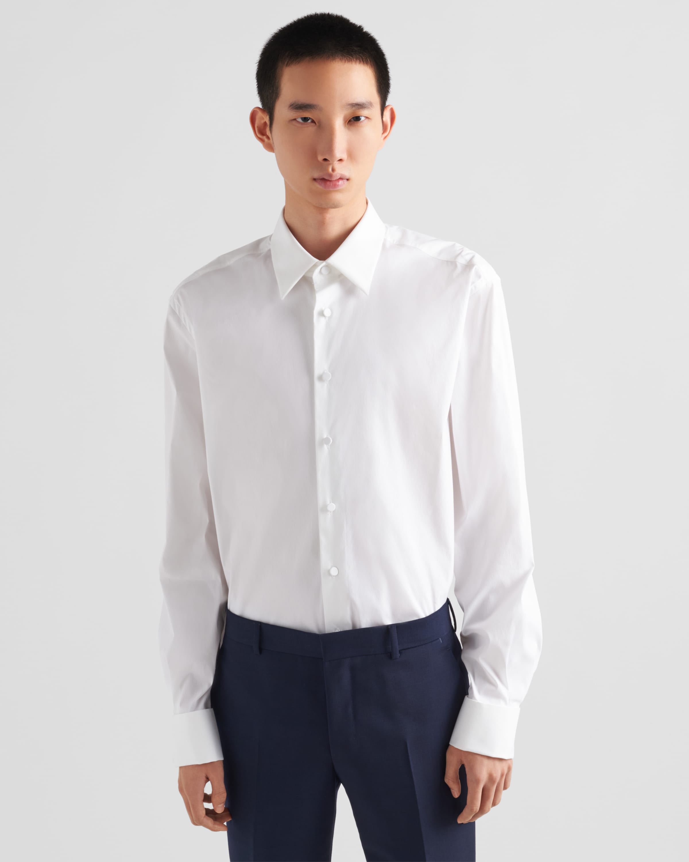 Prada Spread-collar Button-up Shirt In White
