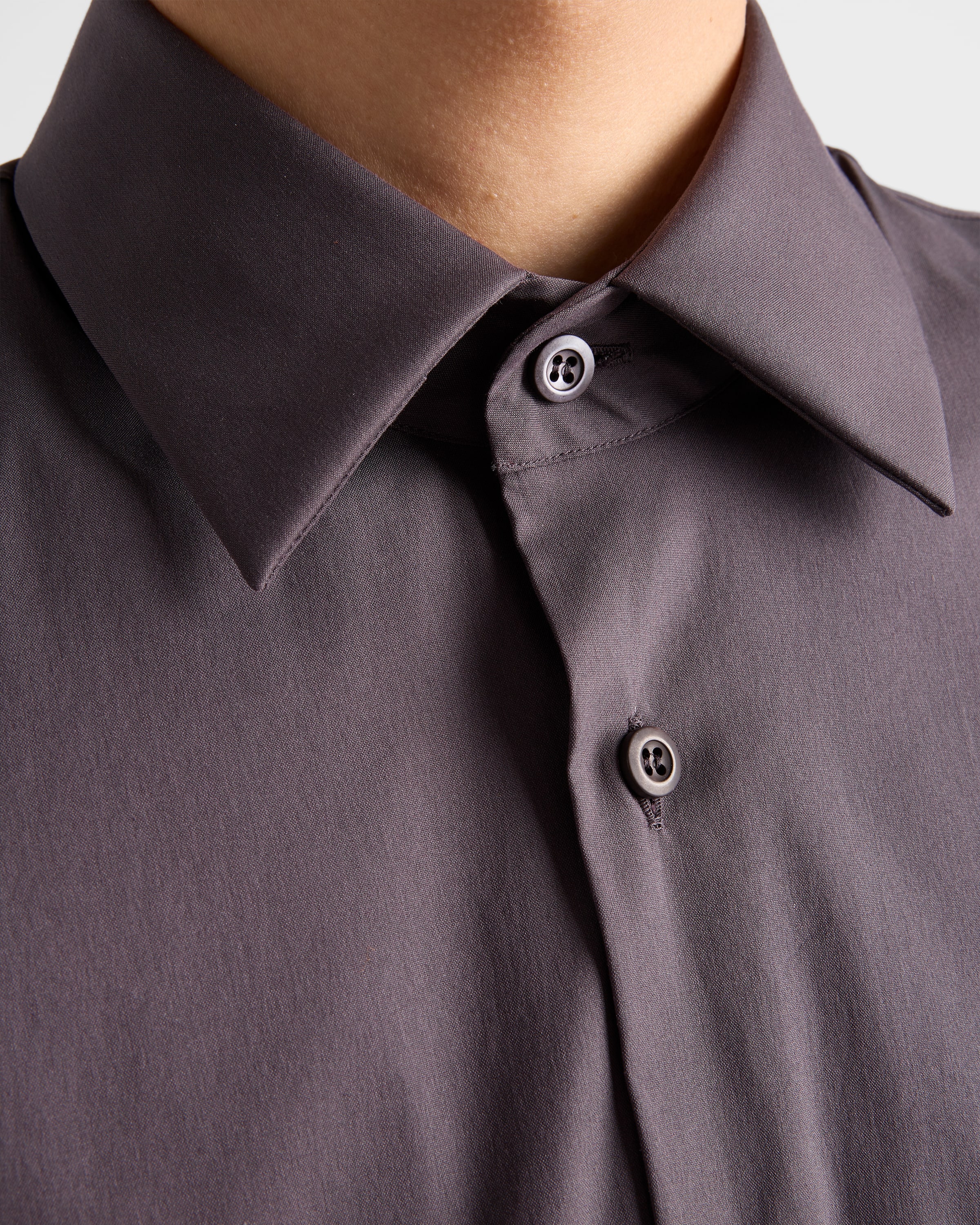 Camisa Em Algodão Com Elastano Cinza Ferro | PRADA - Brasil