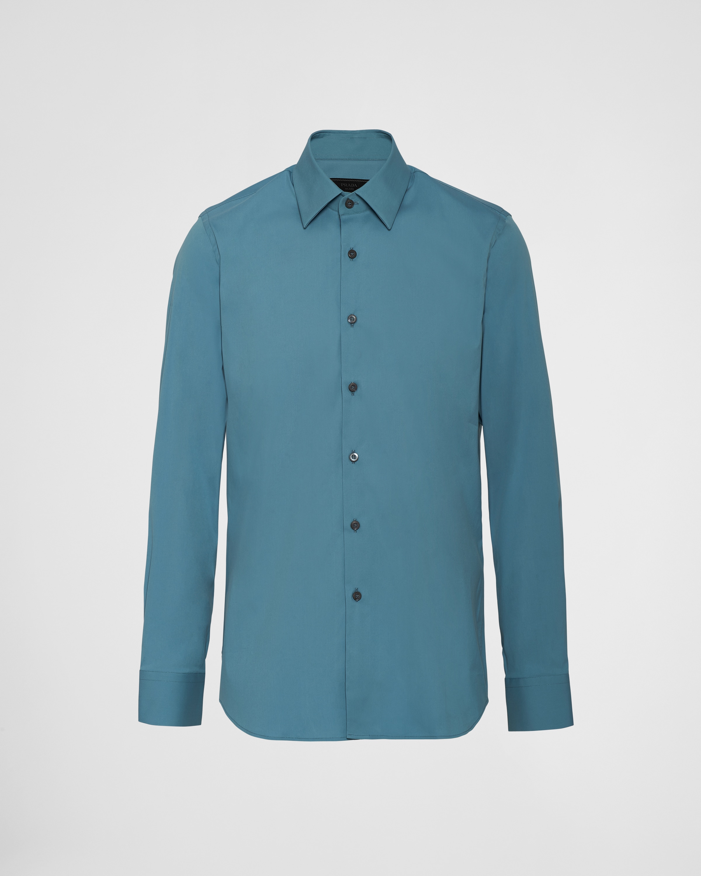 Prada Stretch Cotton Shirt In Astral Blue