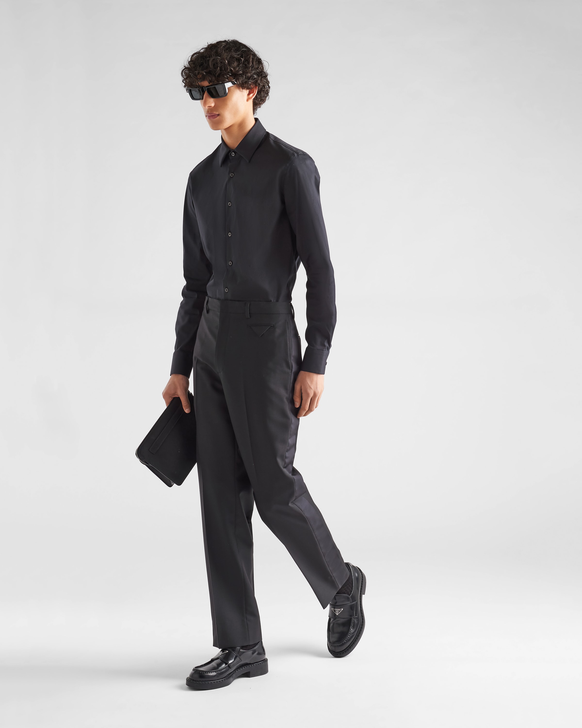 Black Stretch Poplin Shirt | Prada