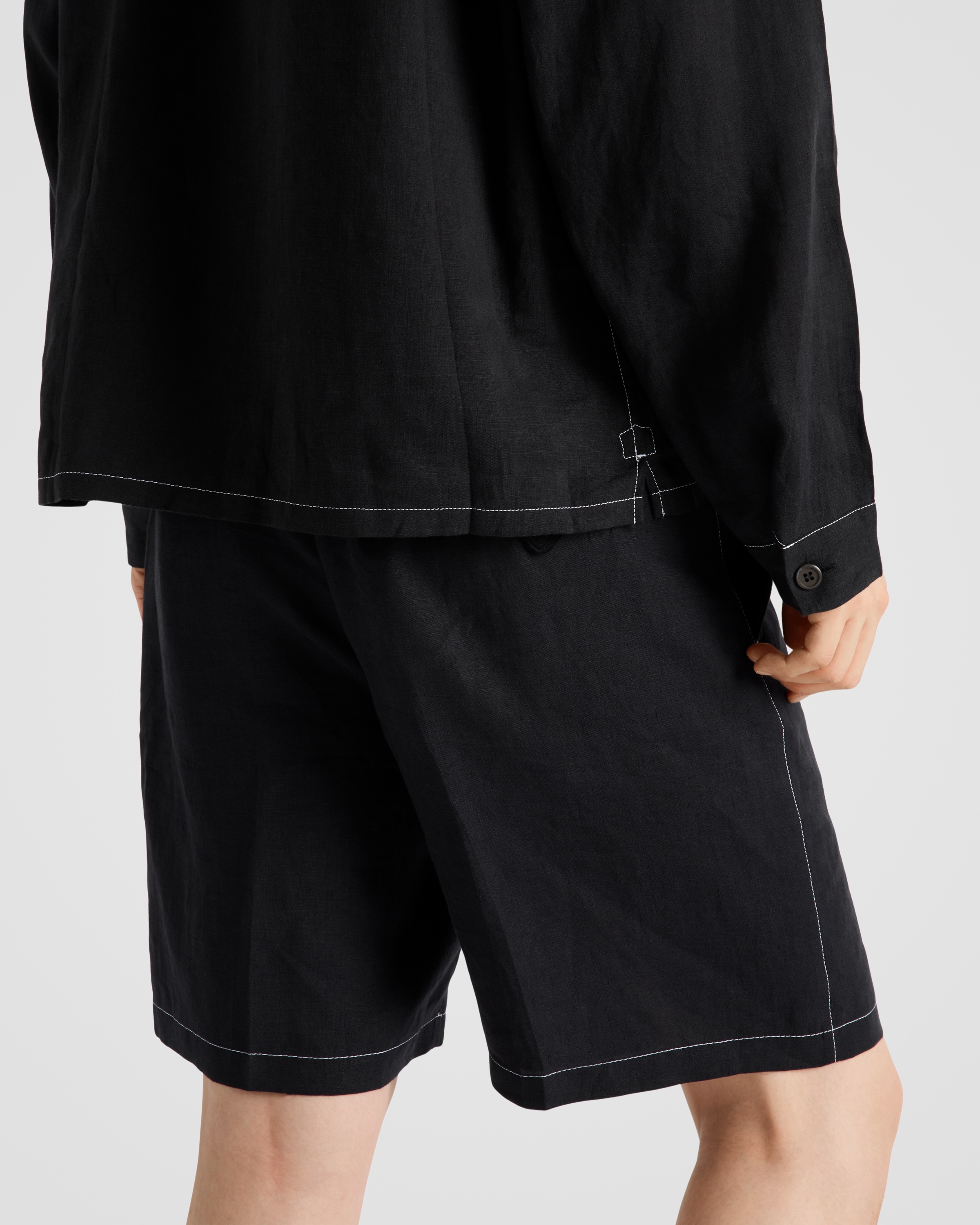 プラダ★黒　44◎LINEN100% S/S shirt★ Black Linen shirt | PRADA