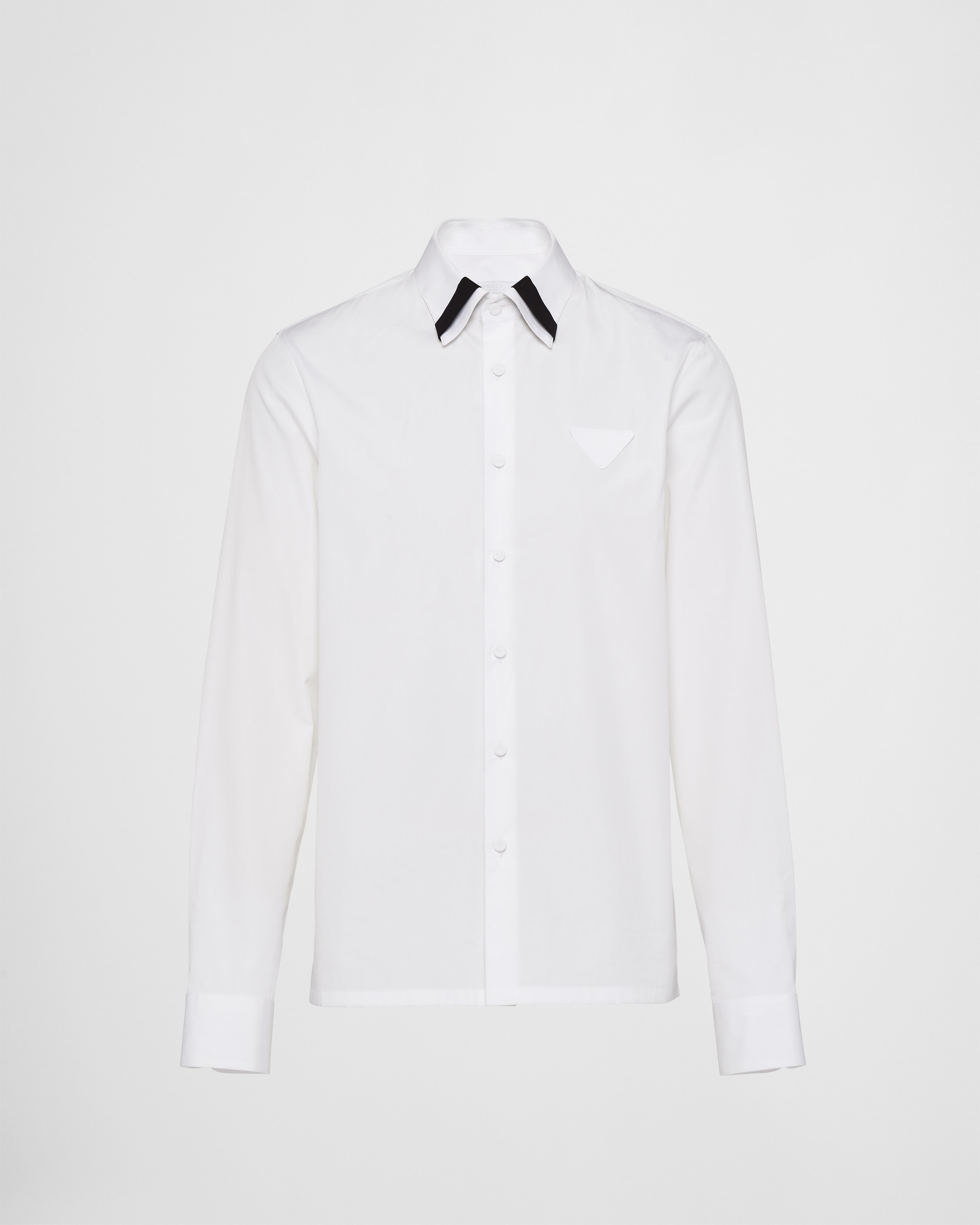 Shop Prada Cotton Shirt In White/black