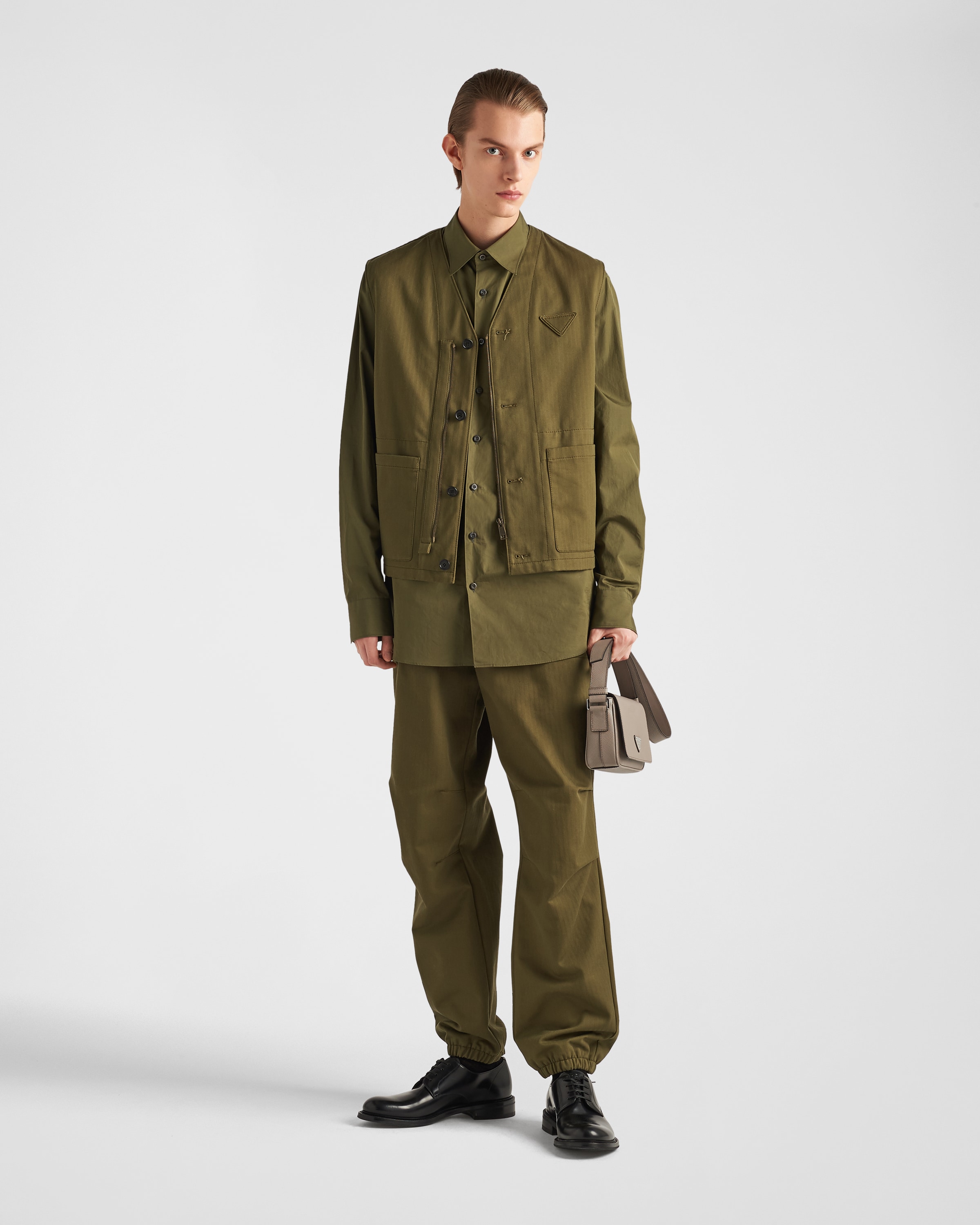 Shop Prada Cotton Shirt In Military Green