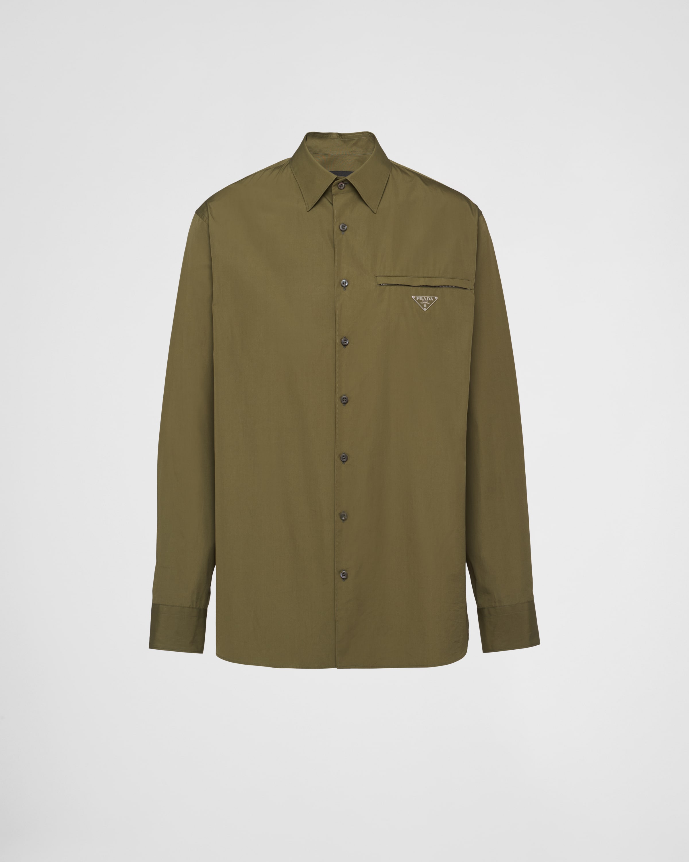 Prada Cotton Shirt In Military Green