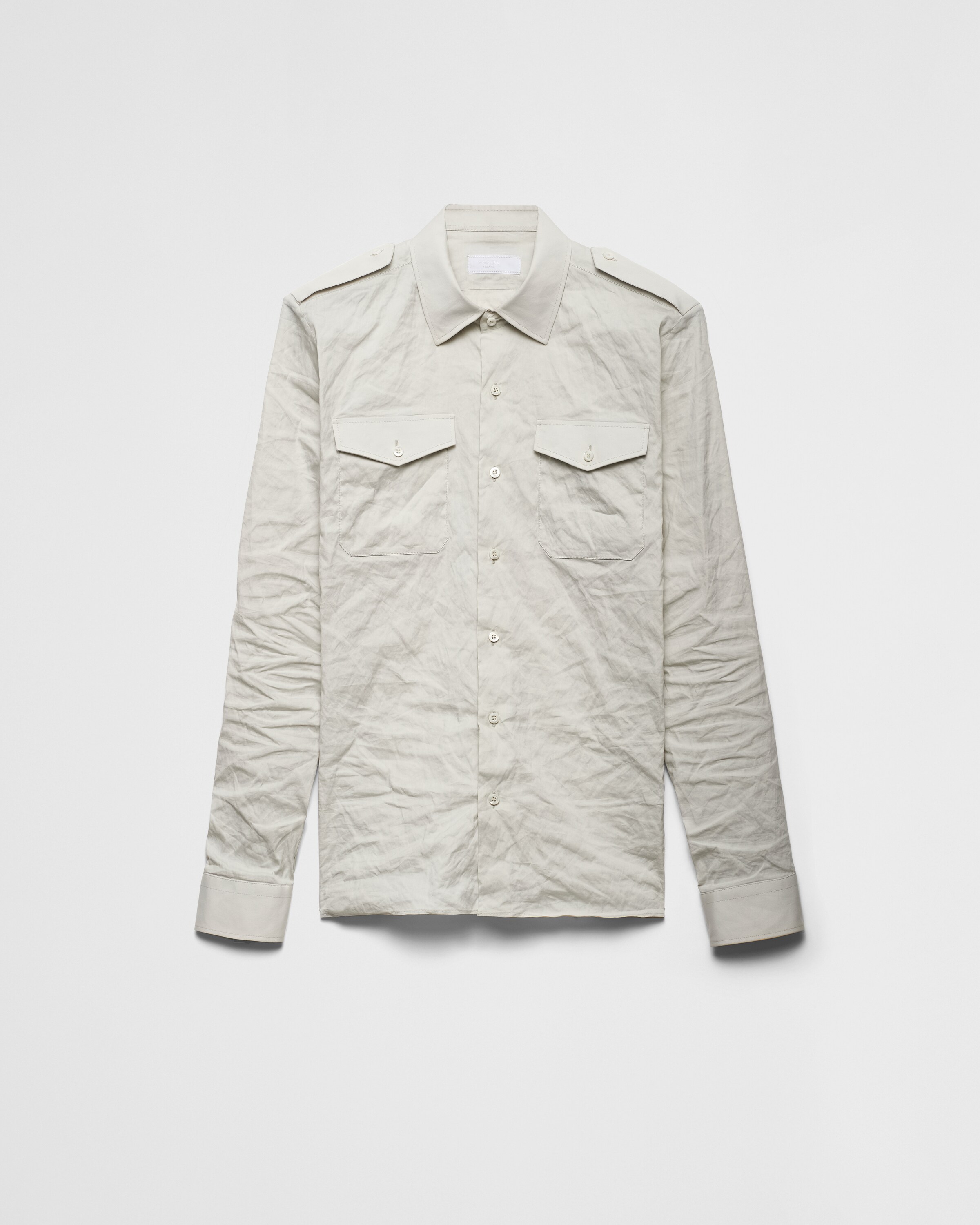 Prada Technical Cotton Shirt In Neutral