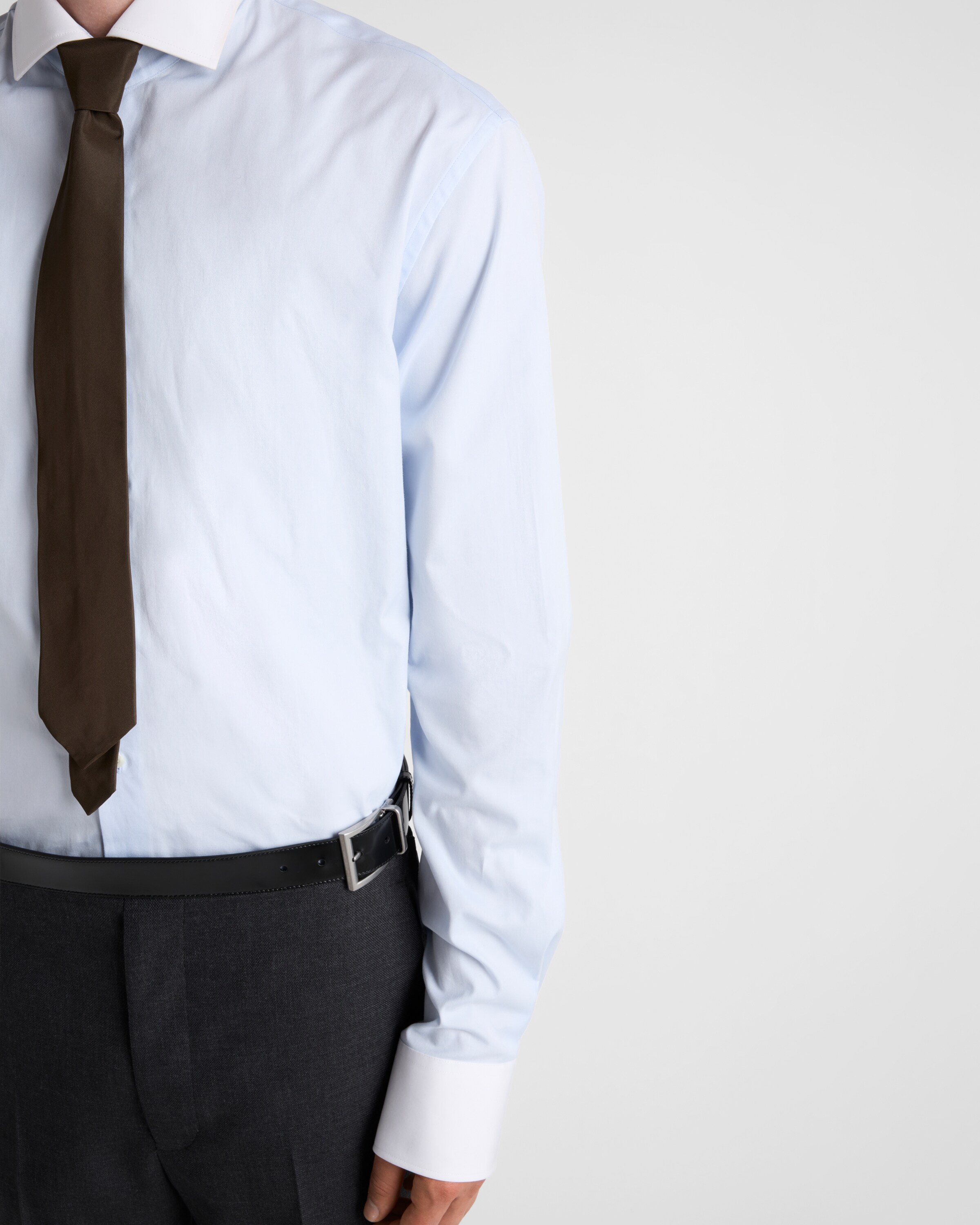 Prada Spread-collar Cotton Shirt In Sky Blue/white