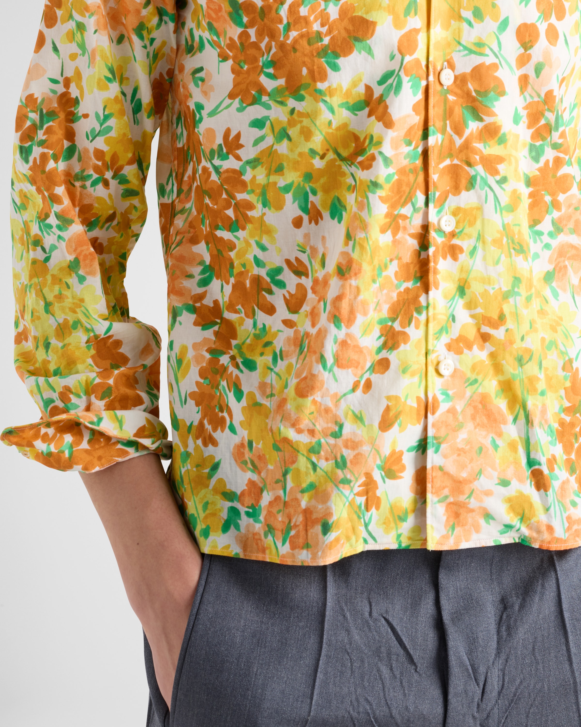 Coral Printed cotton shirt | PRADA