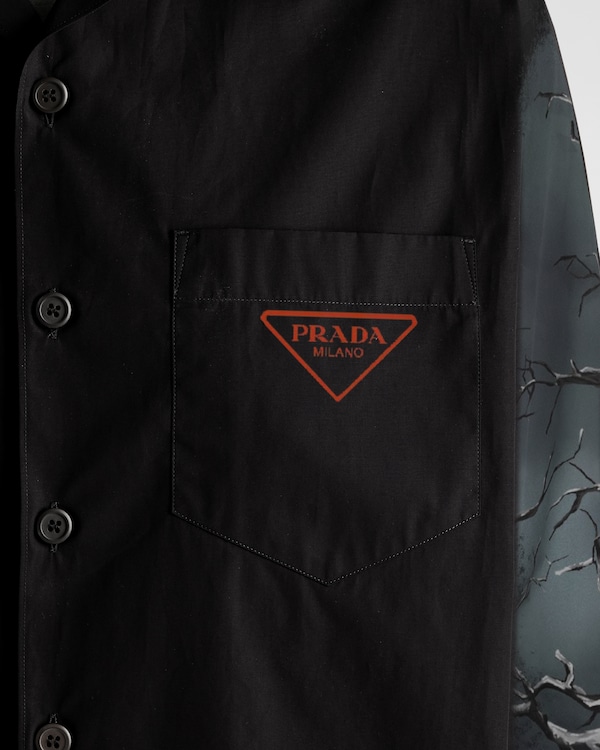 タイムカプセル プリントコットン シャツ - ブラック/オレンジ タイムカプセル プリントコットン シャツ - ブラック/オレンジ