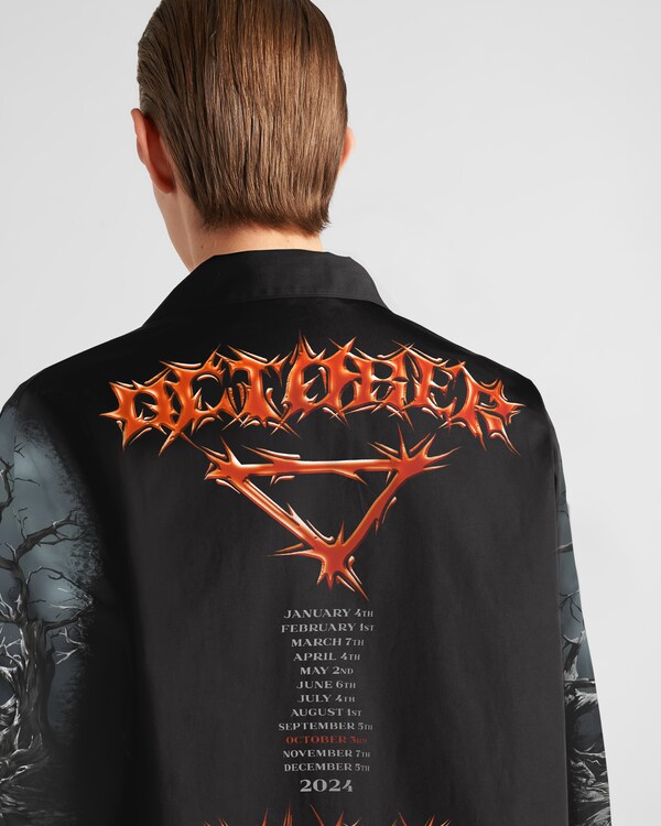 タイムカプセル プリントコットン シャツ - ブラック/オレンジ タイムカプセル プリントコットン シャツ - ブラック/オレンジ