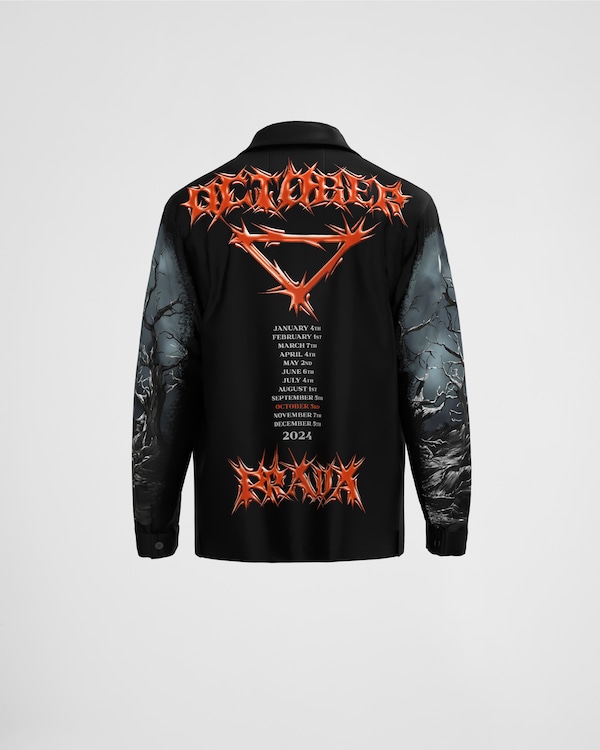 タイムカプセル プリントコットン シャツ - ブラック/オレンジ タイムカプセル プリントコットン シャツ - ブラック/オレンジ