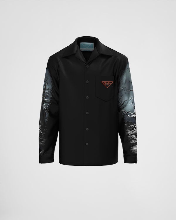 タイムカプセル プリントコットン シャツ - ブラック/オレンジ タイムカプセル プリントコットン シャツ - ブラック/オレンジ