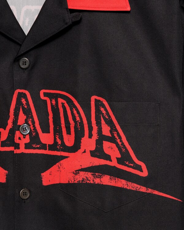 타임캡슐 프린티드 코튼 셔츠 - 블랙/레드 타임캡슐 프린티드 코튼 셔츠 - 블랙/레드