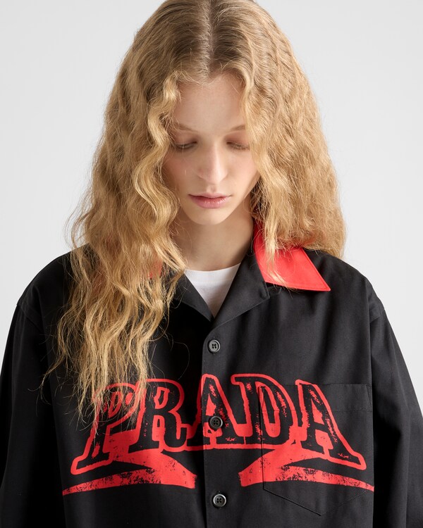 타임캡슐 프린티드 코튼 셔츠 - 블랙/레드 타임캡슐 프린티드 코튼 셔츠 - 블랙/레드