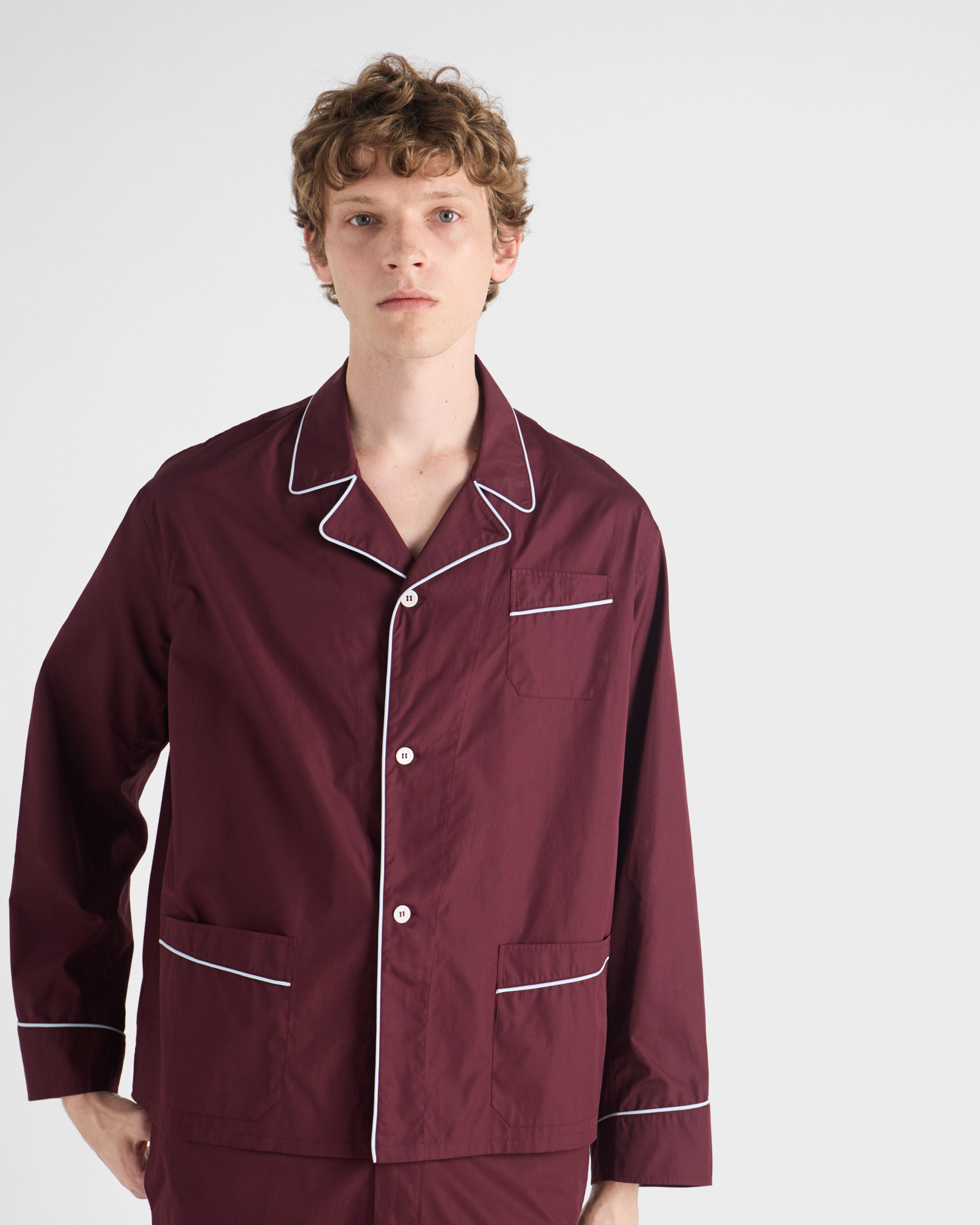 Prada Hemd Aus Baumwolle In Burgundy