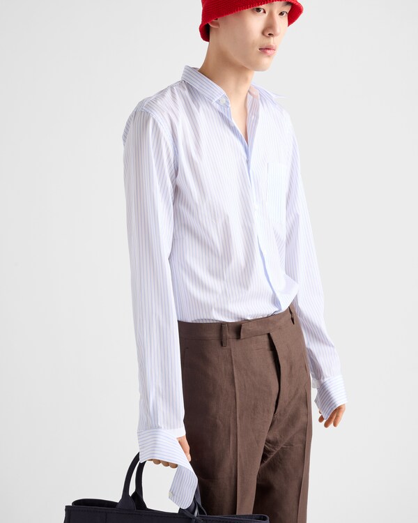 Chemise en coton rayé avec double col Chemise en coton rayé avec double col