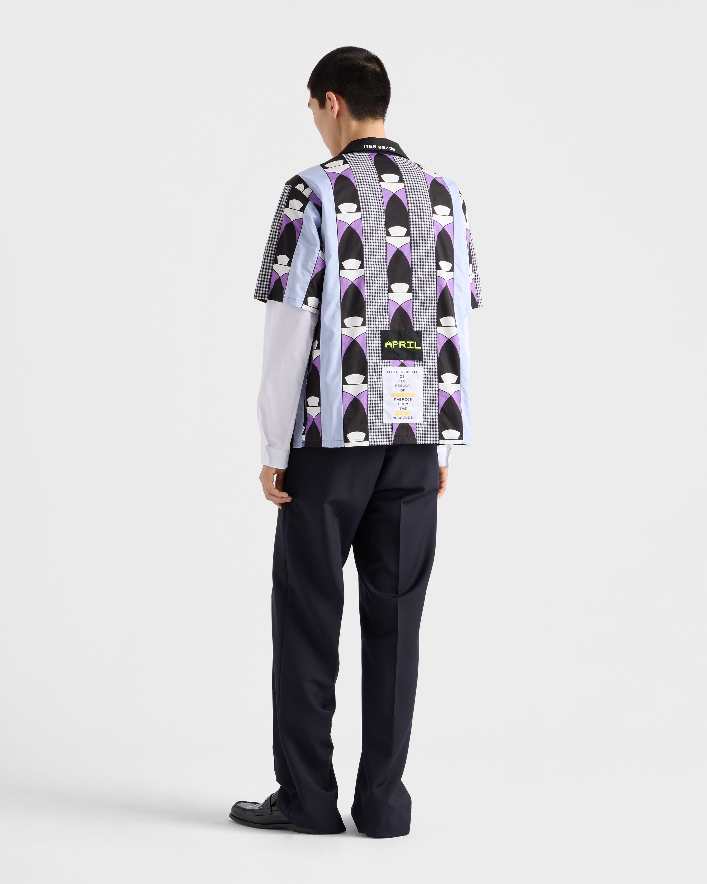 Light Blue/cyclamen Timecapsule Printed Cotton Shirt | PRADA