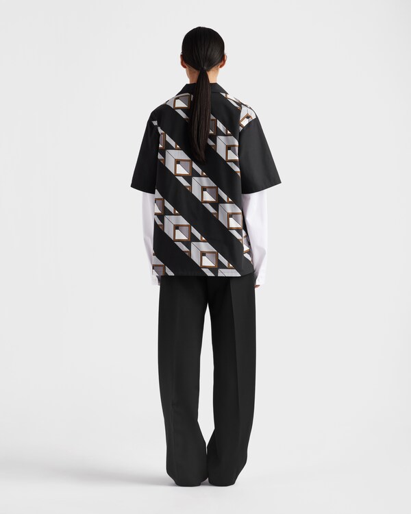 タイムカプセル プリント コットン シャツ - ブラック/ライトグレー タイムカプセル プリント コットン シャツ - ブラック/ライトグレー